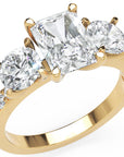 Inel de Logodnă Duchesse Éclat Pave din Aur 14k cu Diamante Radiant și Rotunde Create în Laborator de 2.67 ct