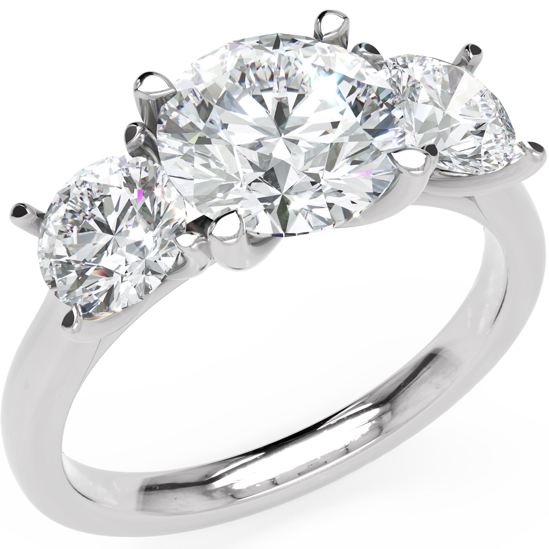 Inel de Logodnă Vicomtesse Élise cu Trei Diamante Naturale Rotunde de 2.41 ct