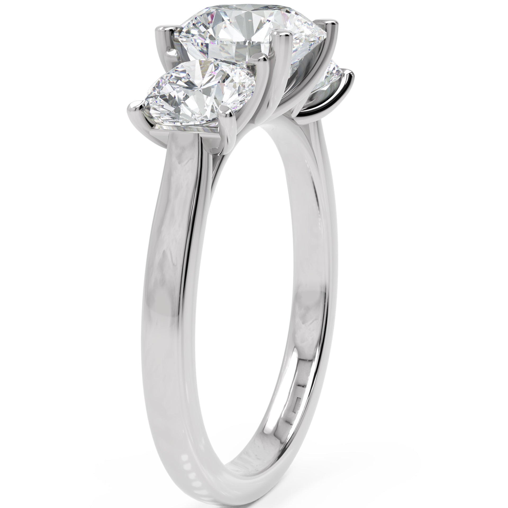 Inel de Logodnă Vicomtesse Élise cu Trei Diamante Naturale Rotunde de 2.41 ct