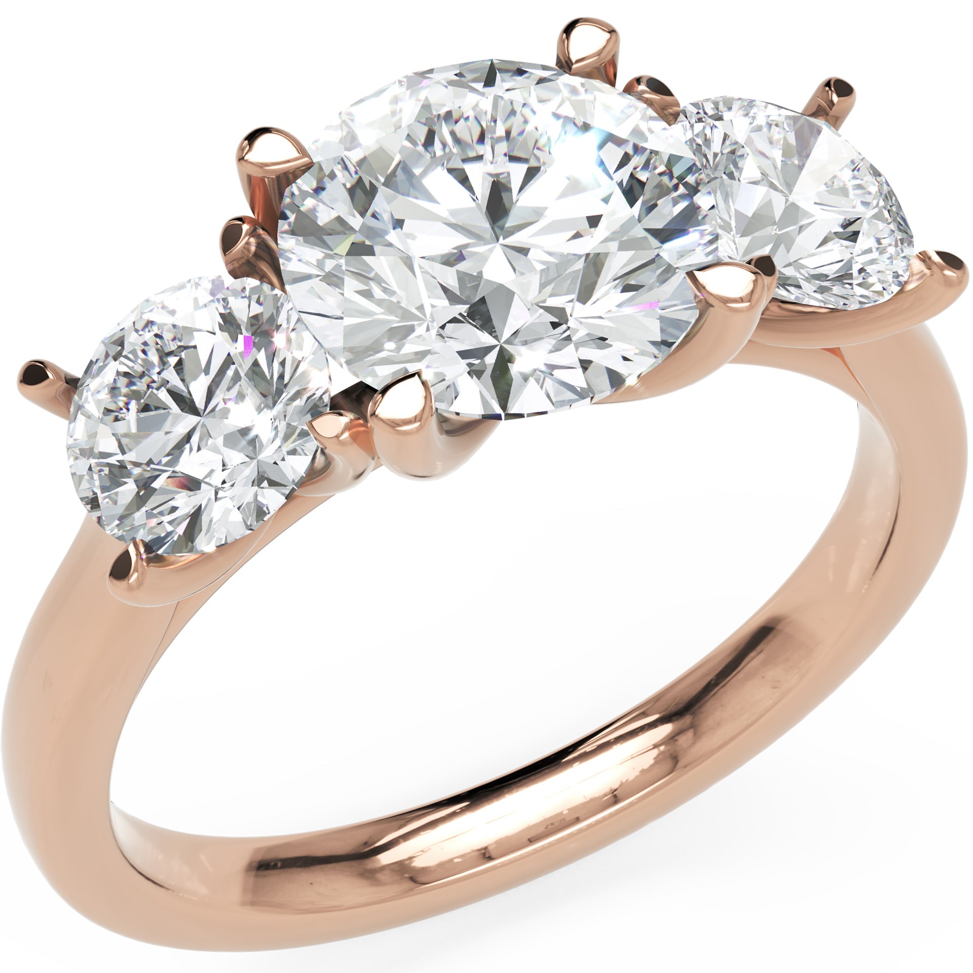 Inel de Logodnă Vicomtesse Élise cu Trei Diamante Naturale Rotunde de 2.41 ct
