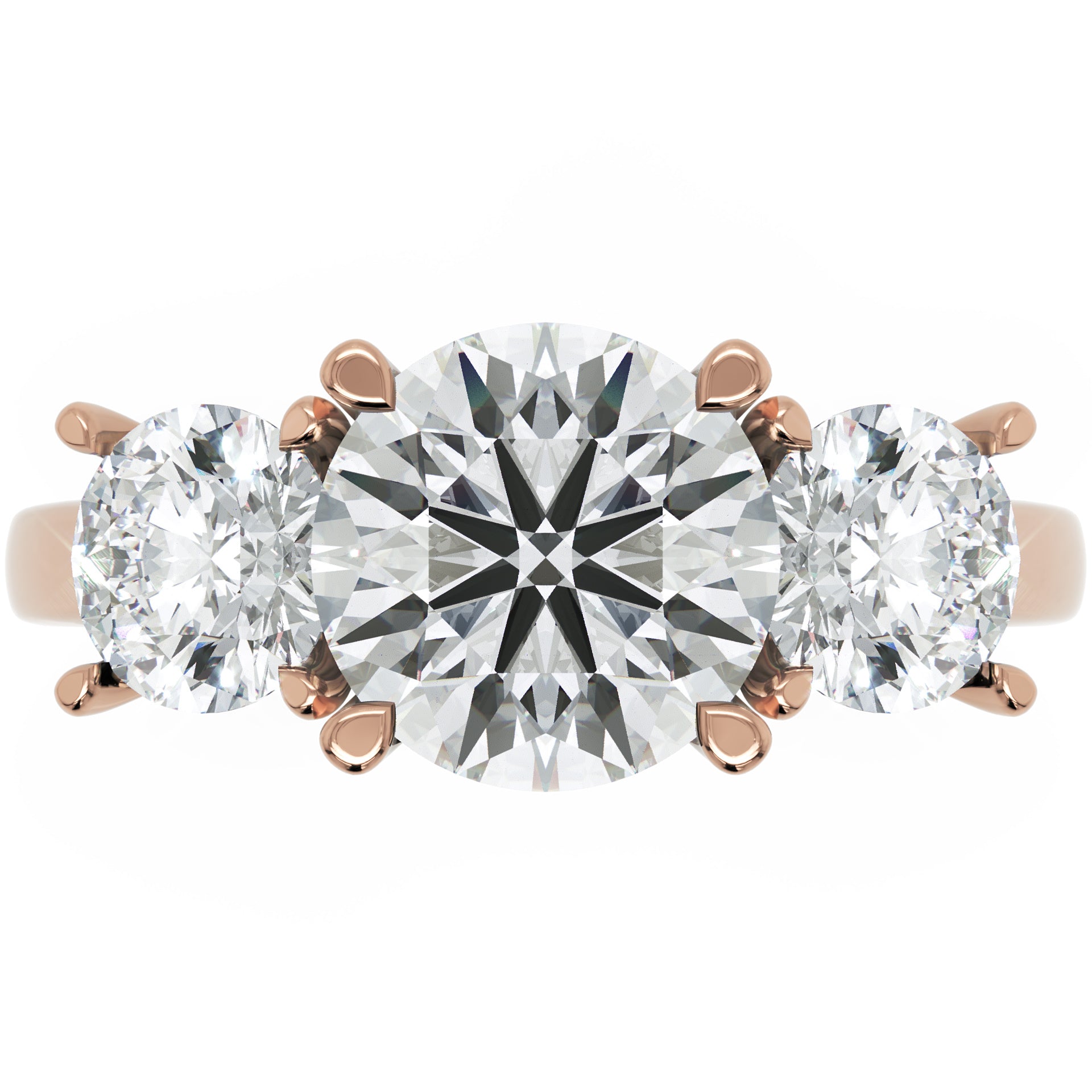 Inel de Logodnă Vicomtesse Élise cu Trei Diamante Naturale Rotunde de 2.41 ct