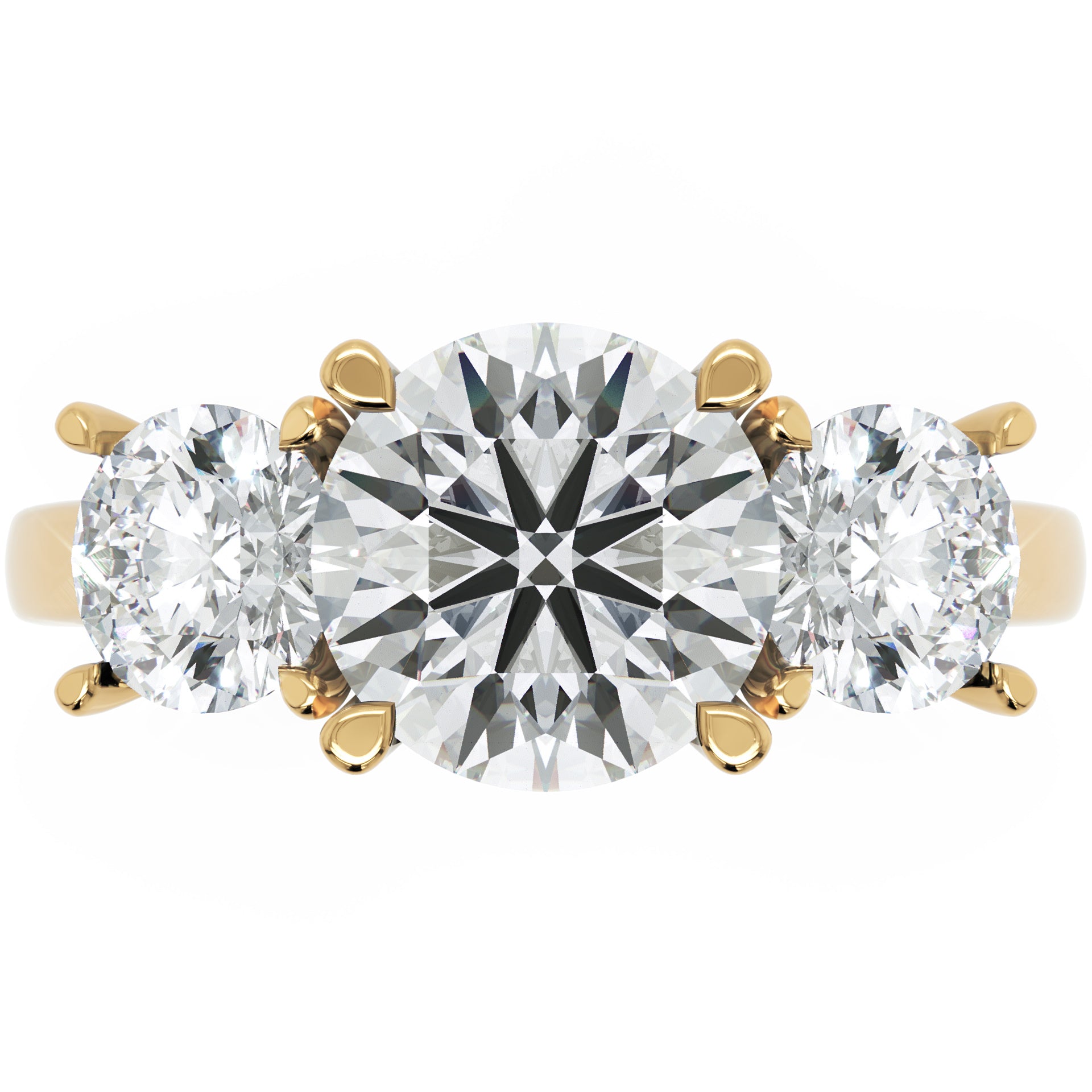 Inel de Logodnă Vicomtesse Élise cu Trei Diamante Naturale Rotunde de 2.41 ct