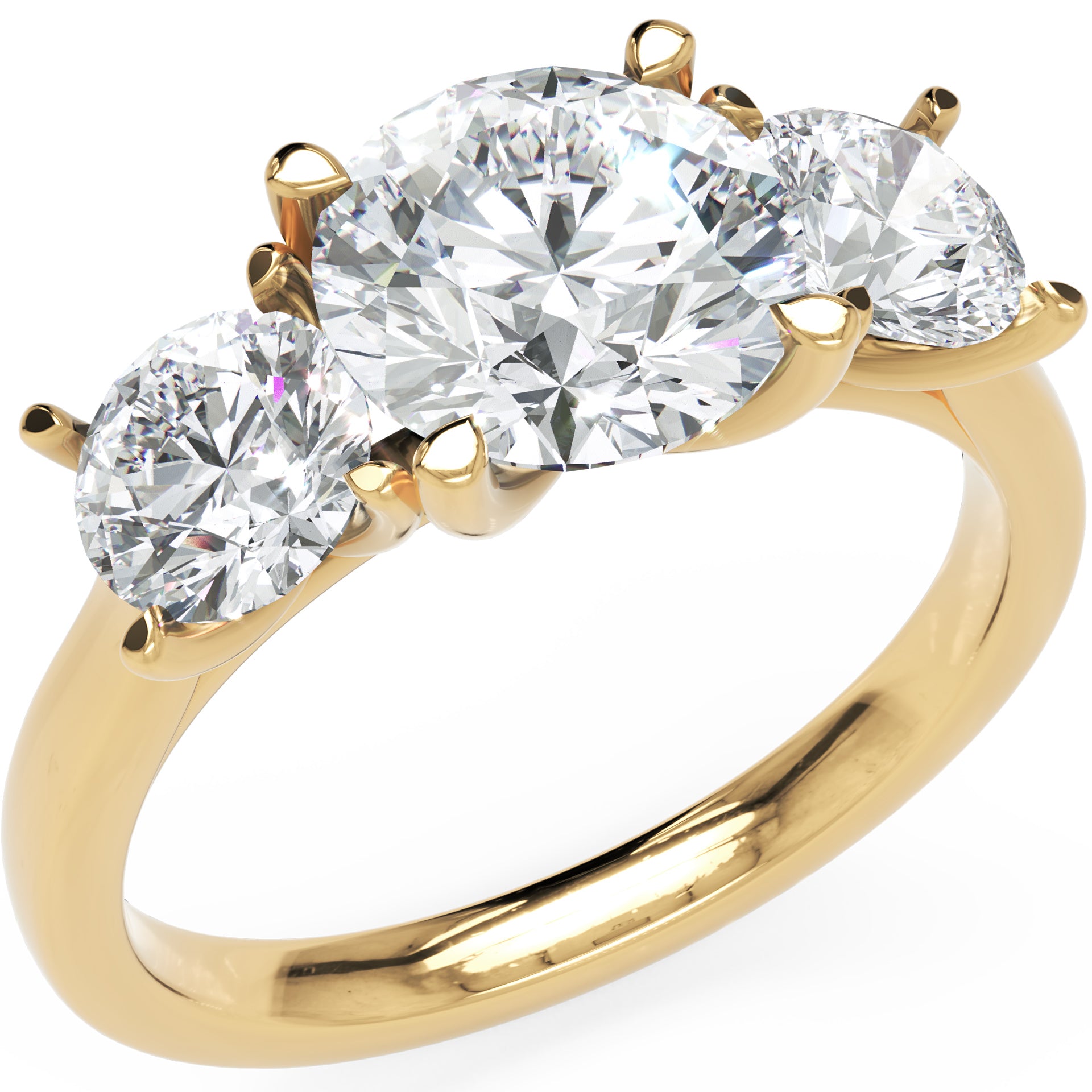 Inel de Logodnă Vicomtesse Élise cu Trei Diamante Naturale Rotunde de 2.41 ct
