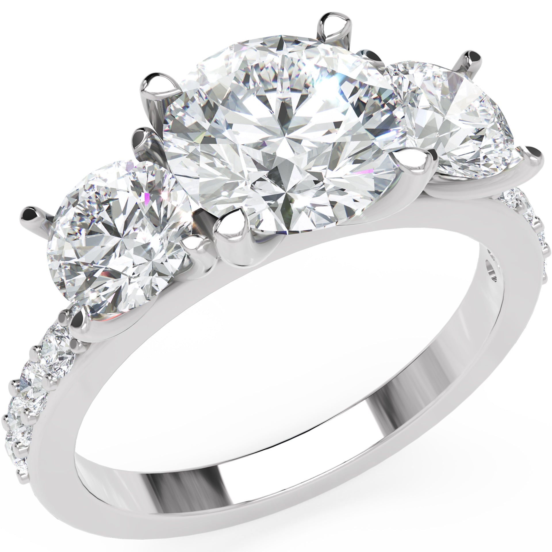 Inel de Logodnă Comtesse Éclat Pavé cu Trei Diamante Naturale de 2.63 ct