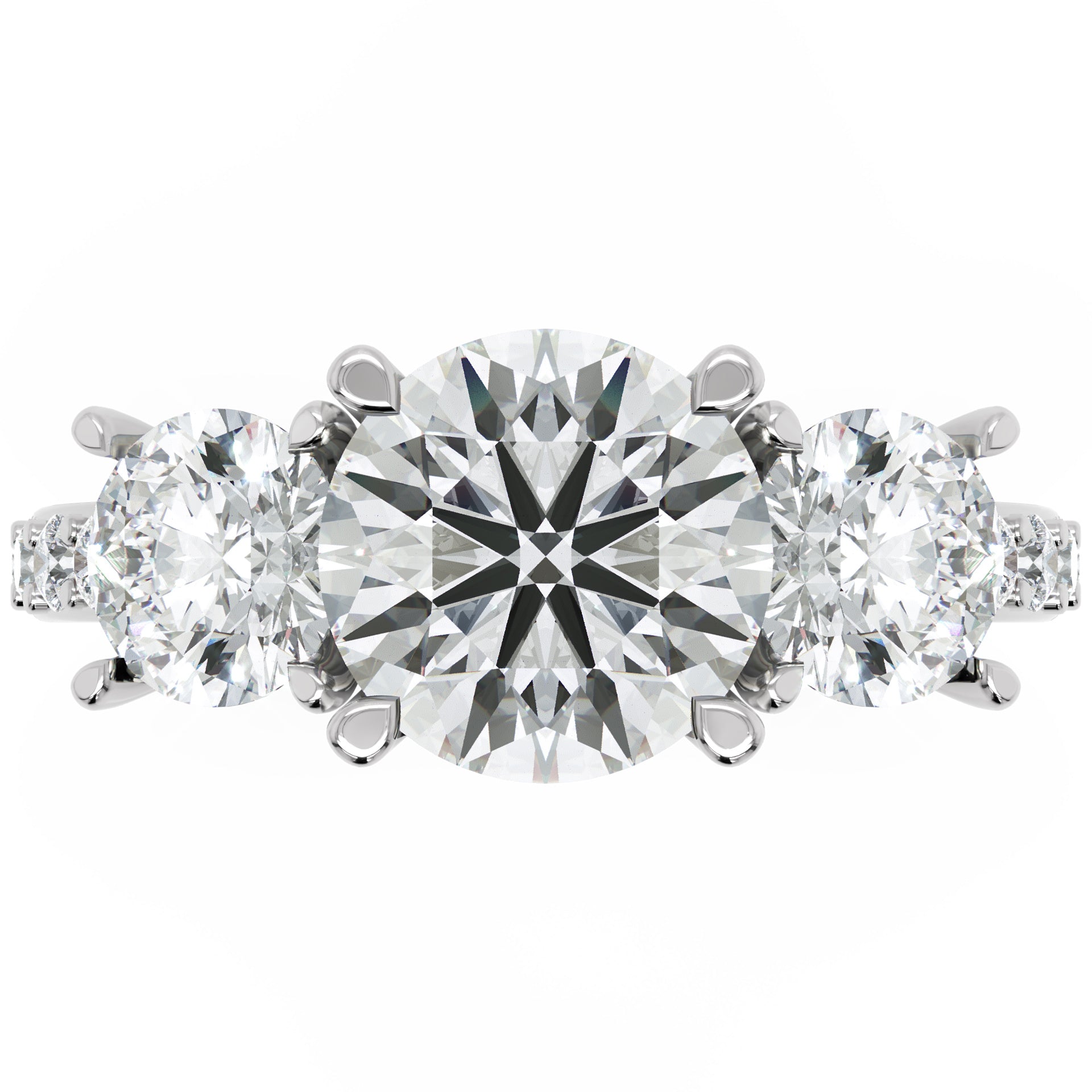 Inel de Logodnă Comtesse Éclat Pavé cu Trei Diamante Naturale de 2.63 ct