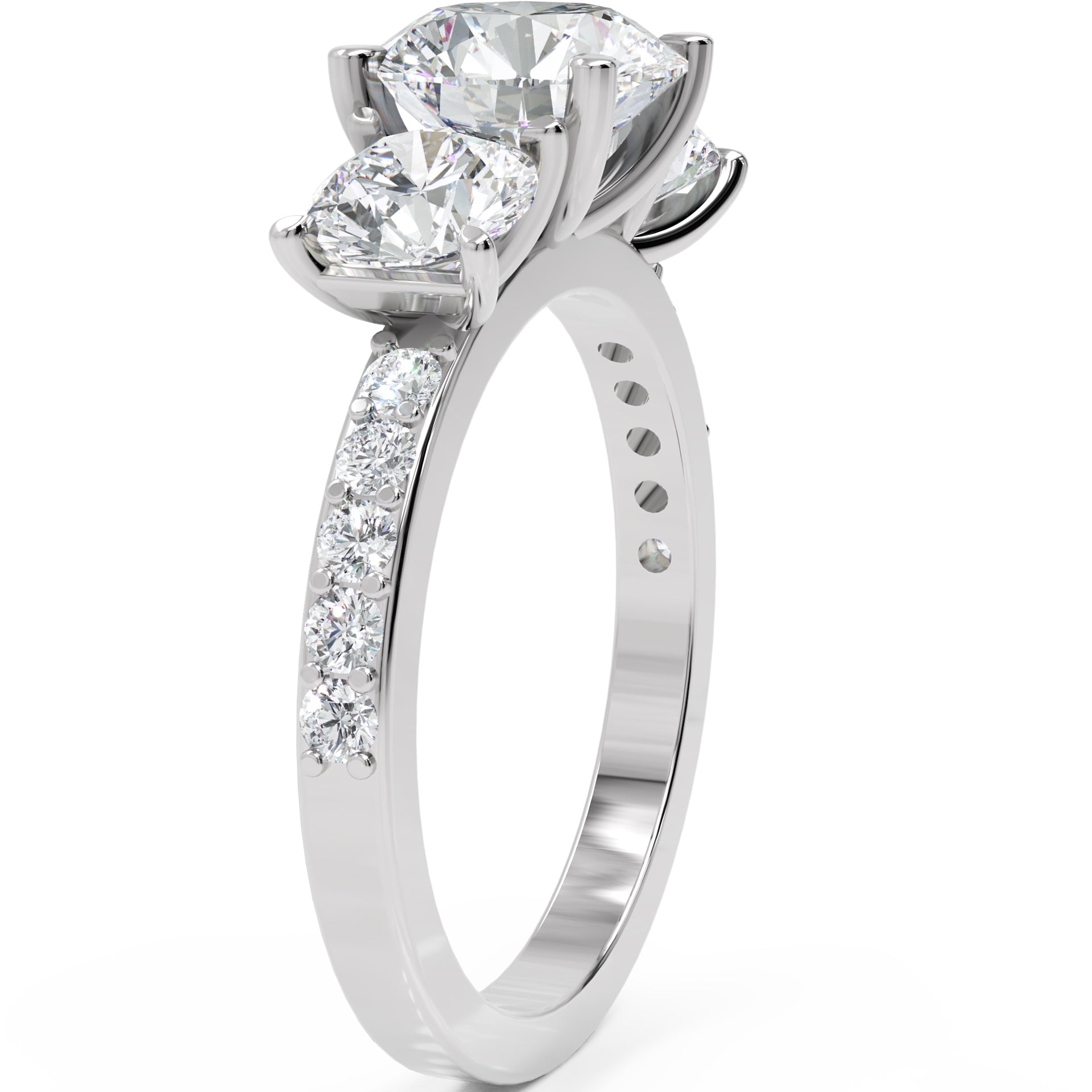 Inel de Logodnă Comtesse Éclat Pavé cu Trei Diamante Naturale de 2.63 ct