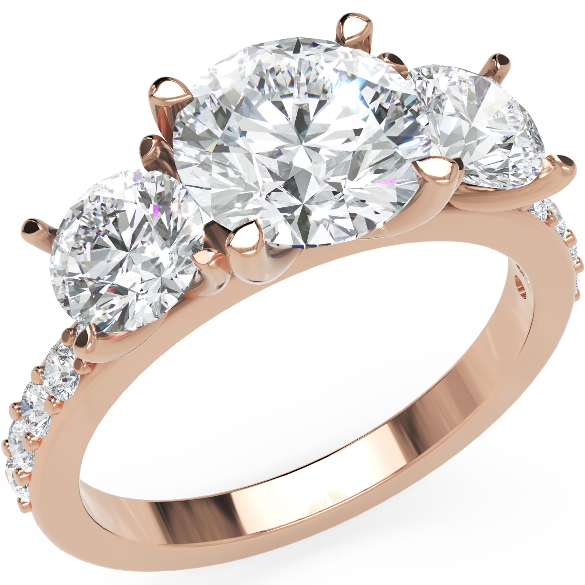 Inel de Logodnă Comtesse Éclat Pavé cu Trei Diamante Naturale de 2.63 ct
