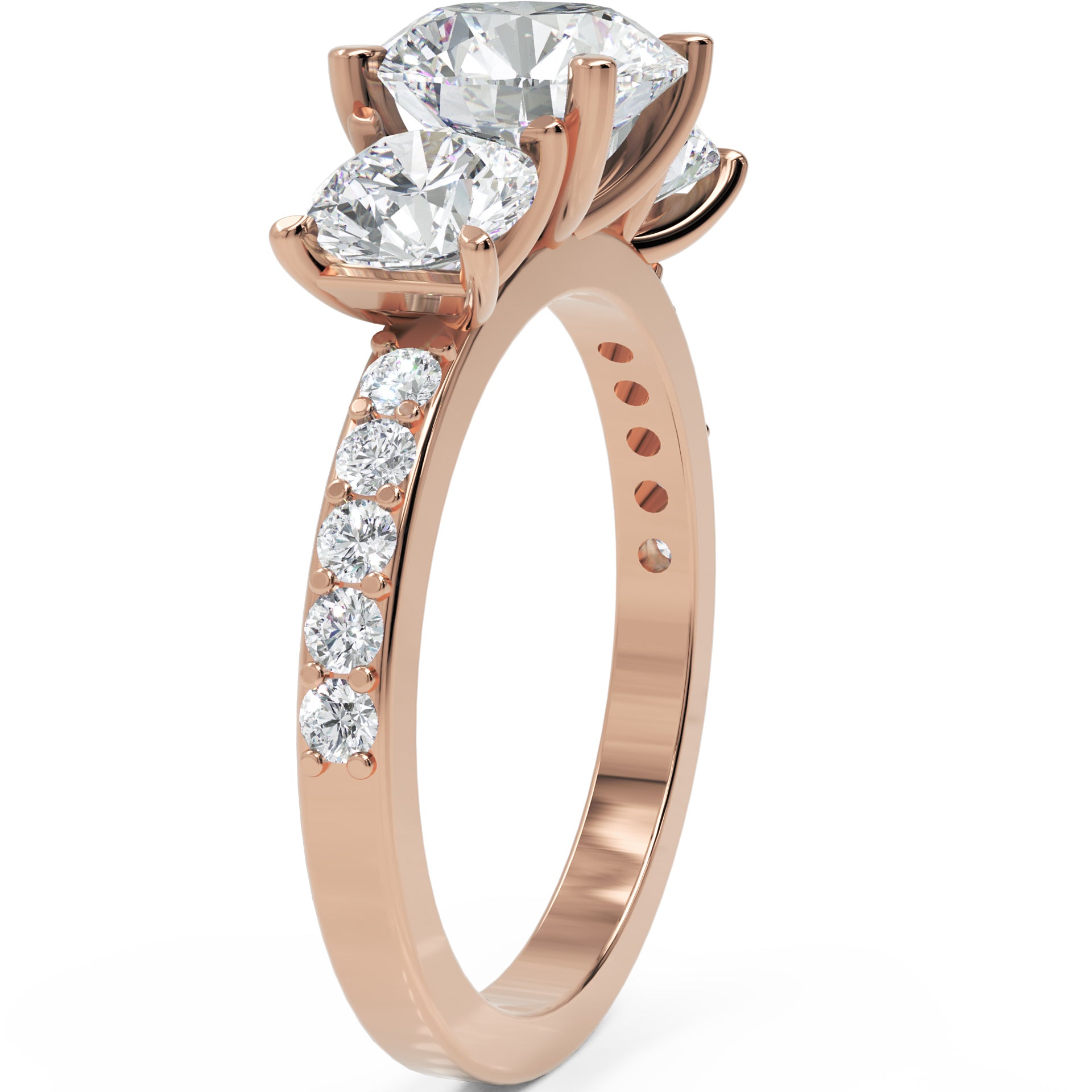 Inel de Logodnă Comtesse Éclat Pavé cu Trei Diamante Naturale de 2.63 ct