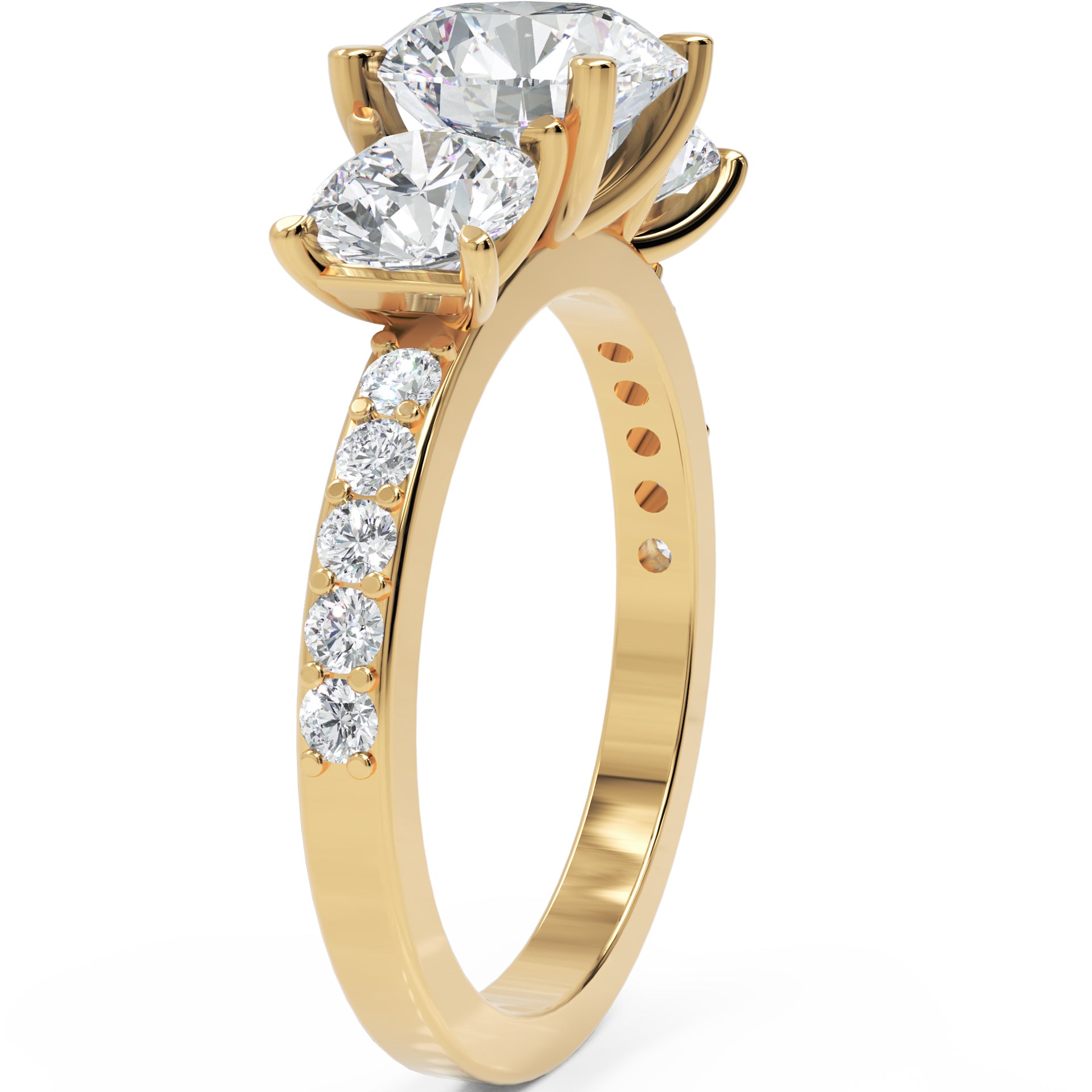 Inel de Logodnă Comtesse Éclat Pavé cu Trei Diamante Naturale de 2.63 ct