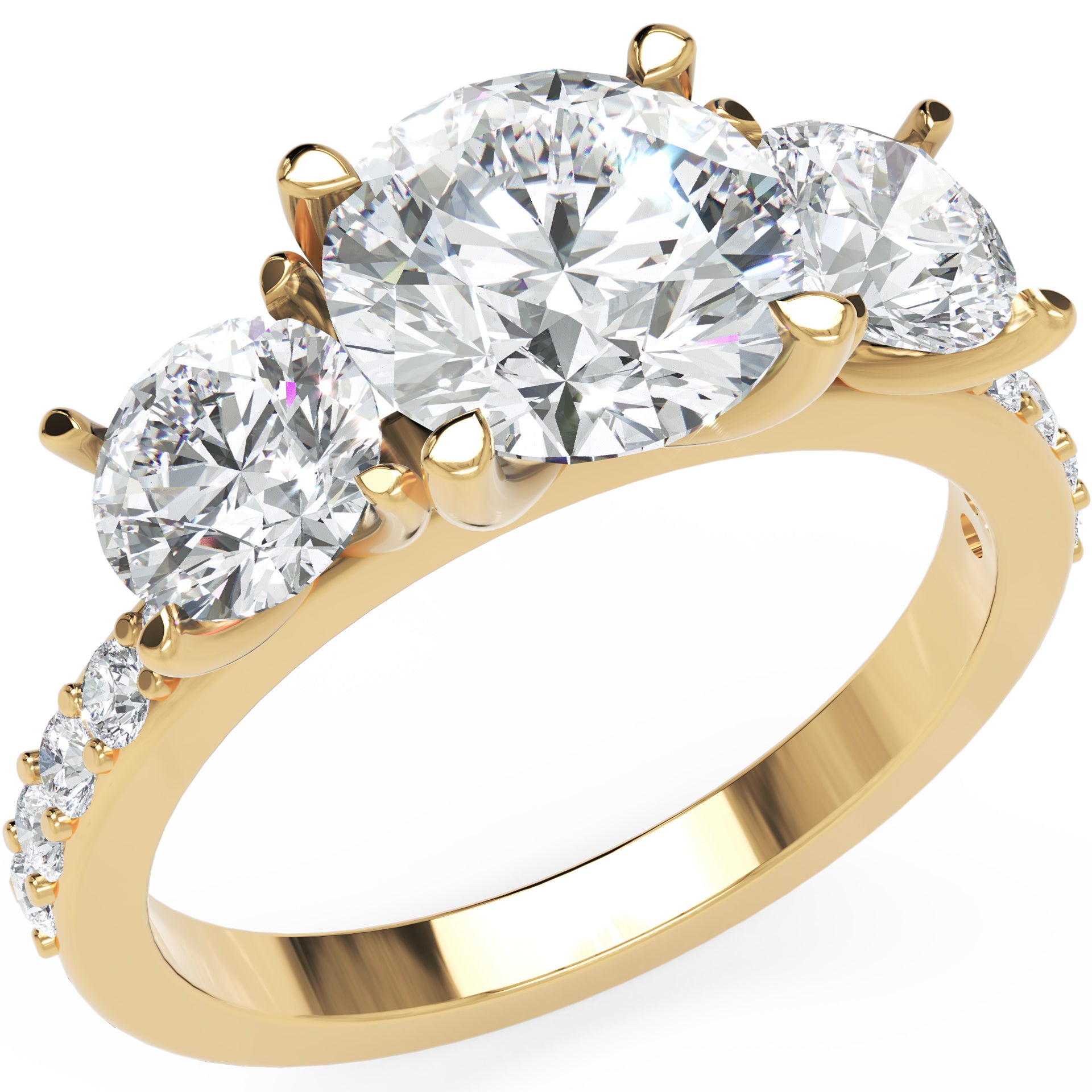 Inel de Logodnă Comtesse Éclat Pavé cu Trei Diamante Naturale de 2.63 ct