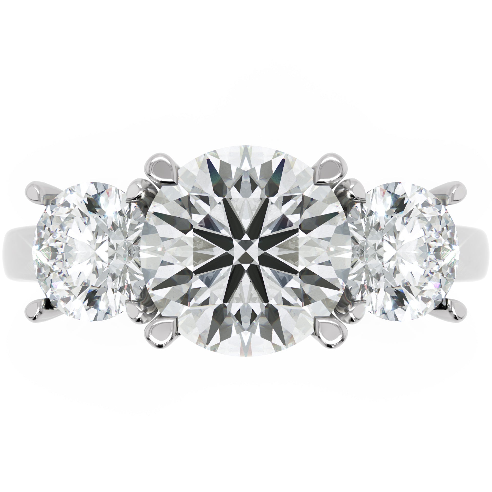 Inel de Logodnă Vicomtesse Élise cu Trei Diamante Naturale Rotunde de 2.41 ct