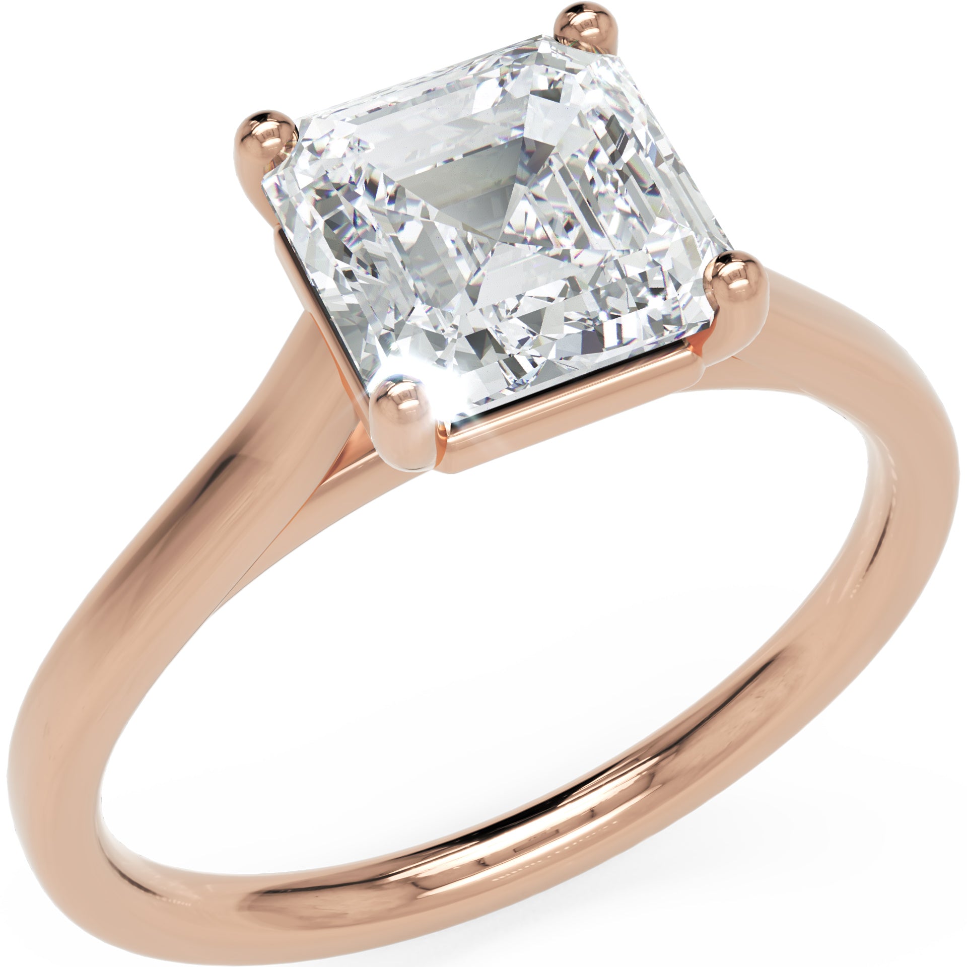 Inel de Logodnă Duchesse Carrée din Aur 14k cu Moissanite Pătrat cu Tăietură Emerald de 1.47 ct din 14k Aur Roz - Castelo.ro
