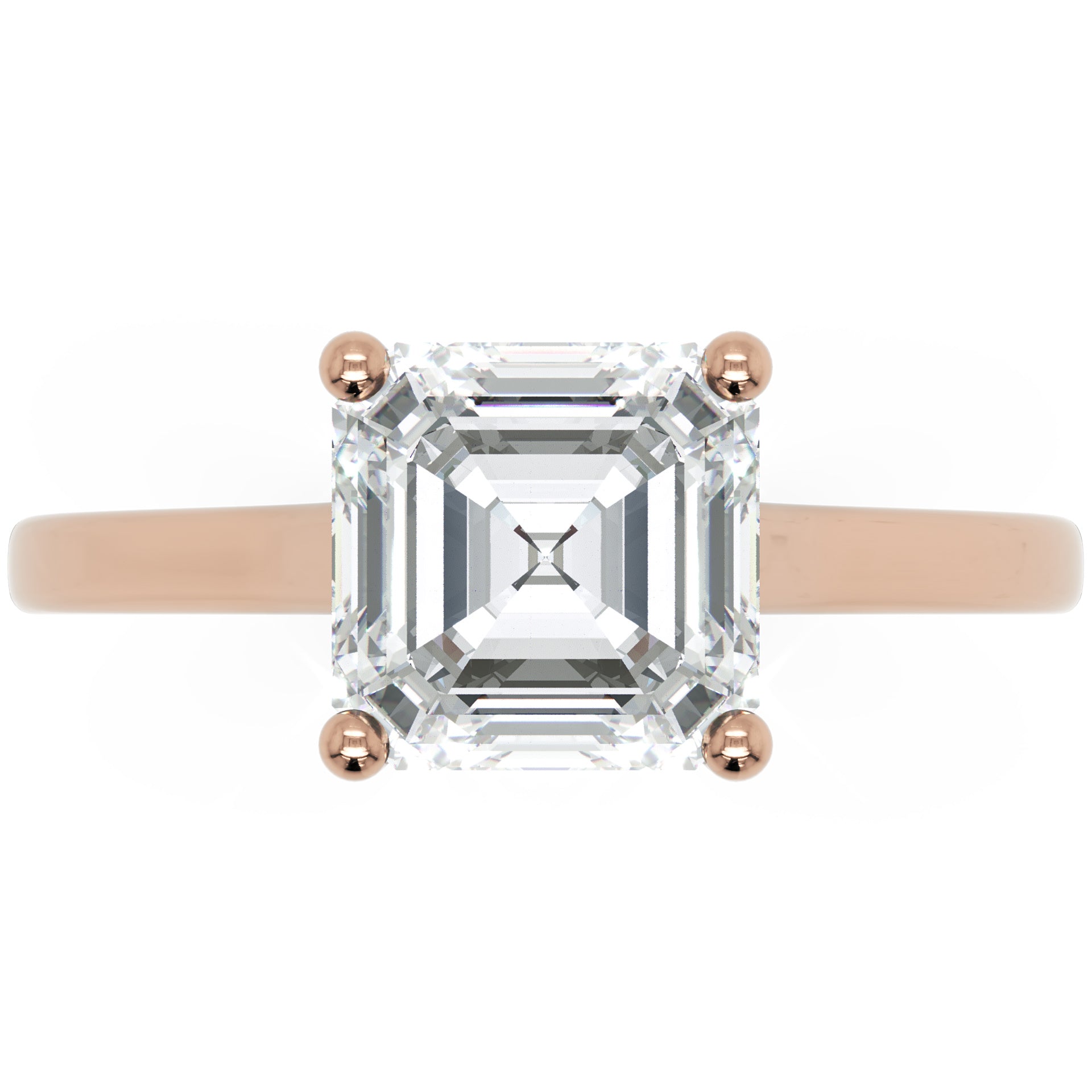 Inel de Logodnă Duchesse Carrée din Aur 14k cu Moissanite Pătrat cu Tăietură Emerald de 1.47 ct din 14k Aur Roz - Castelo.ro
