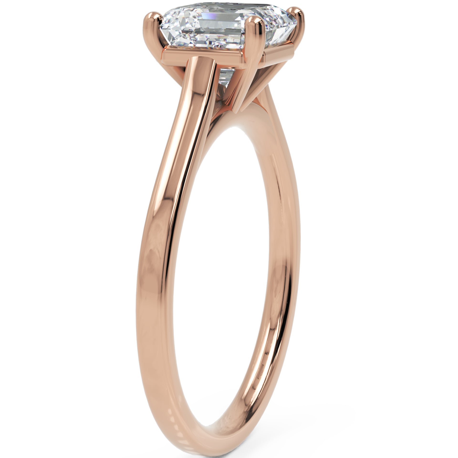 Inel de Logodnă Duchesse Carrée din Aur 14k cu Moissanite Pătrat cu Tăietură Emerald de 1.47 ct din 14k Aur Roz - Castelo.ro