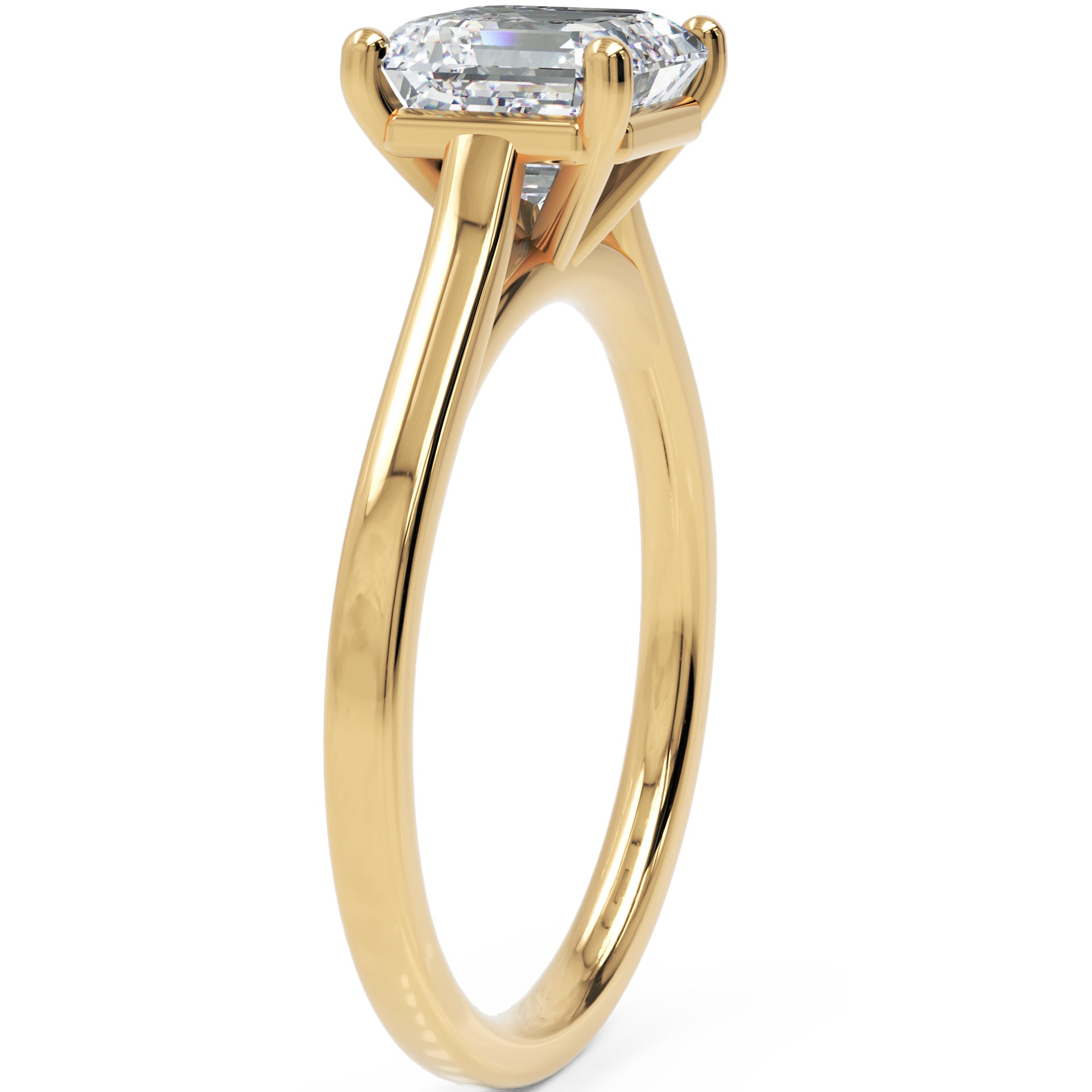 Inel de Logodnă Duchesse Carrée din Aur 14k cu Moissanite Pătrat cu Tăietură Emerald de 1.47 ct din 14k Aur Galben - Castelo.ro