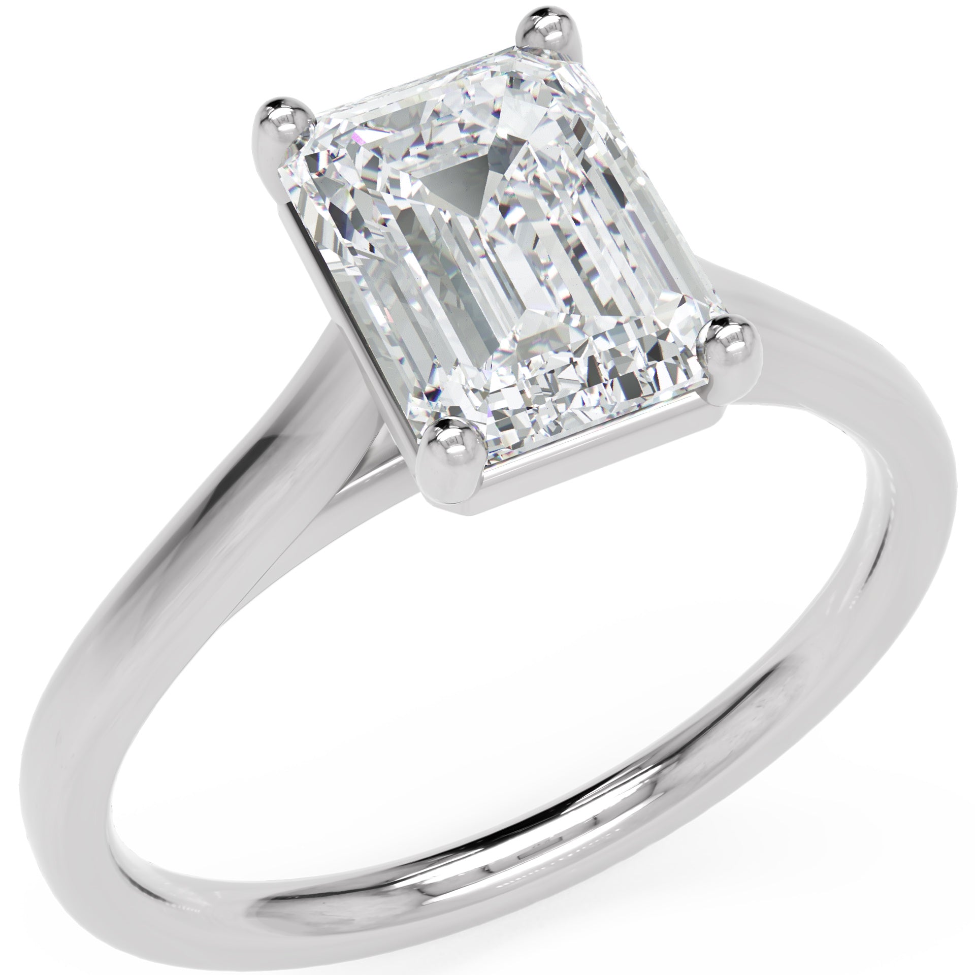 Inel de Logodnă Duchesse Émeraude din Aur 14k cu Moissanite Smarald de 1.48 ct din 14k Aur Alb - Castelo.ro