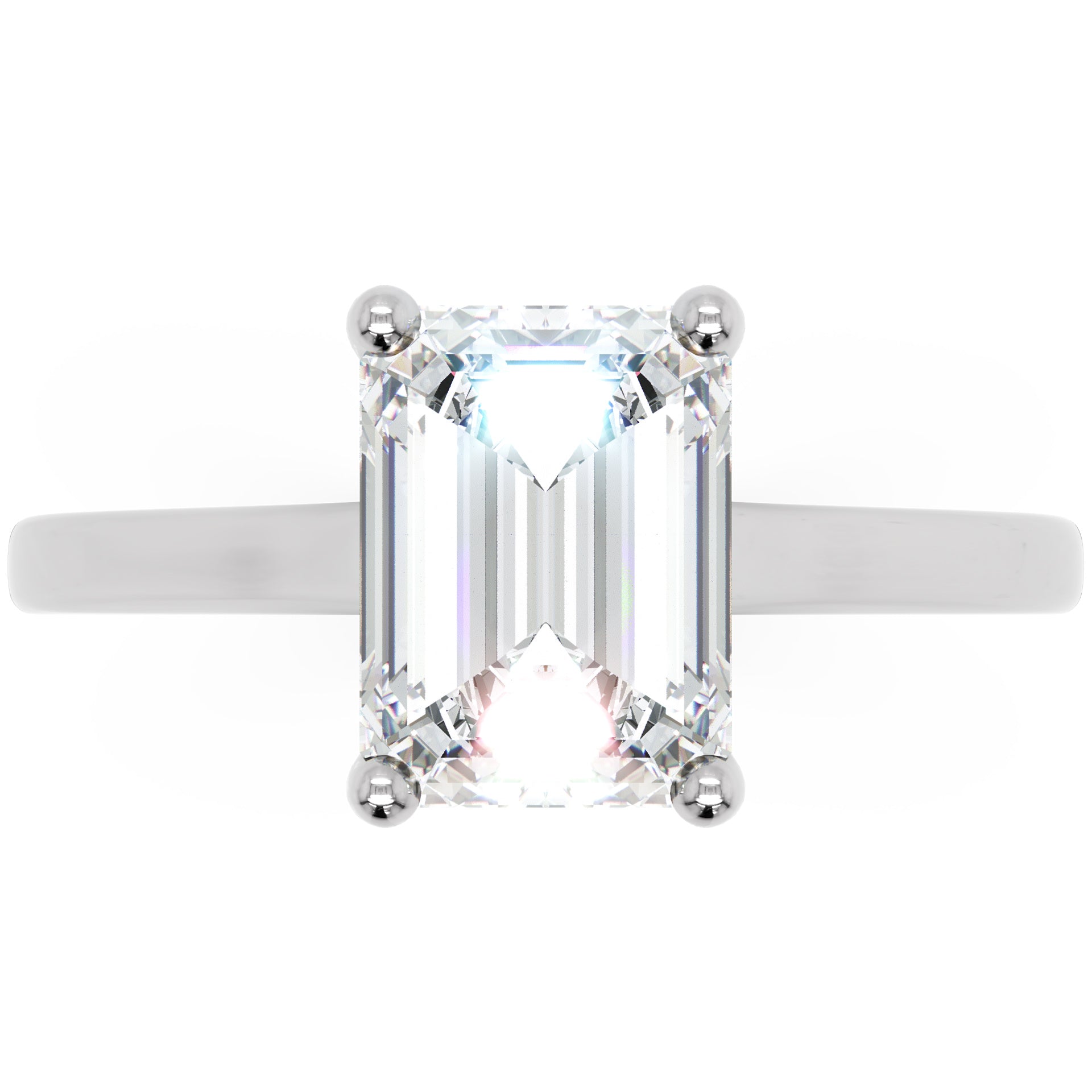 Inel de Logodnă Duchesse Émeraude din Aur 14k cu Moissanite Smarald de 1.48 ct din 14k Aur Alb - Castelo.ro