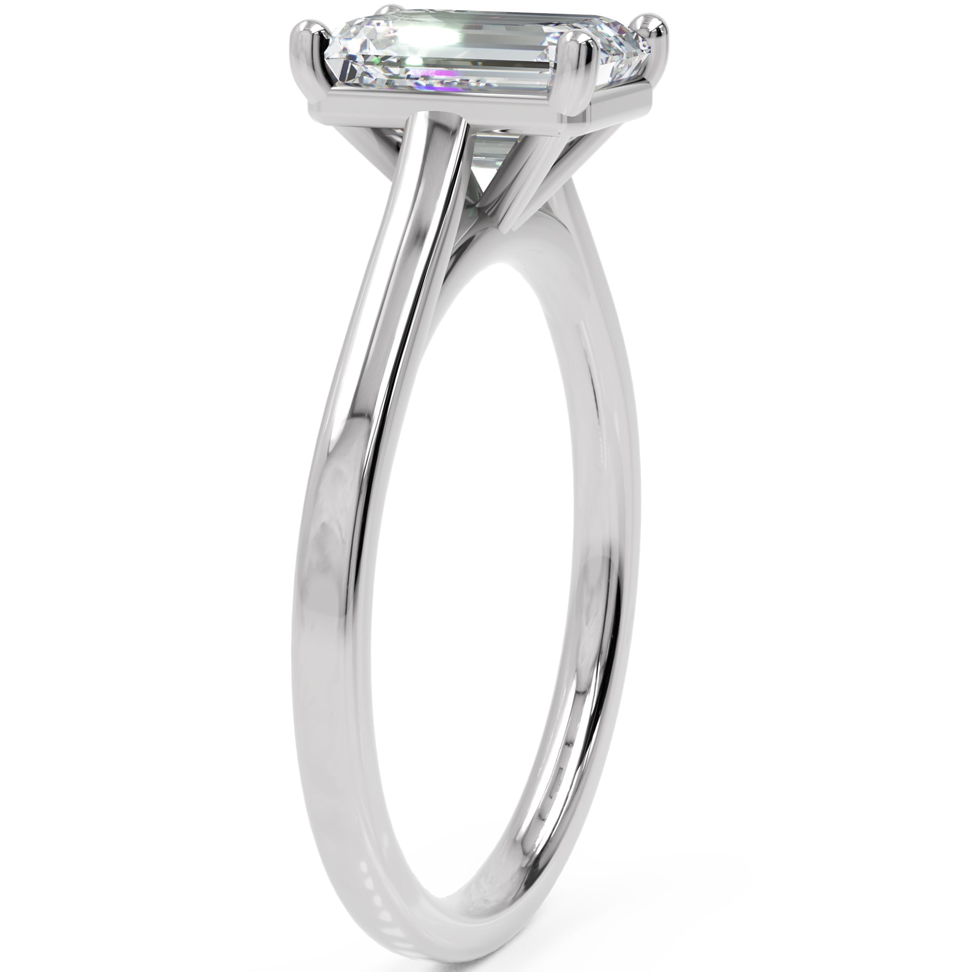 Inel de Logodnă Duchesse Émeraude din Aur 14k cu Moissanite Smarald de 1.48 ct din 14k Aur Alb - Castelo.ro
