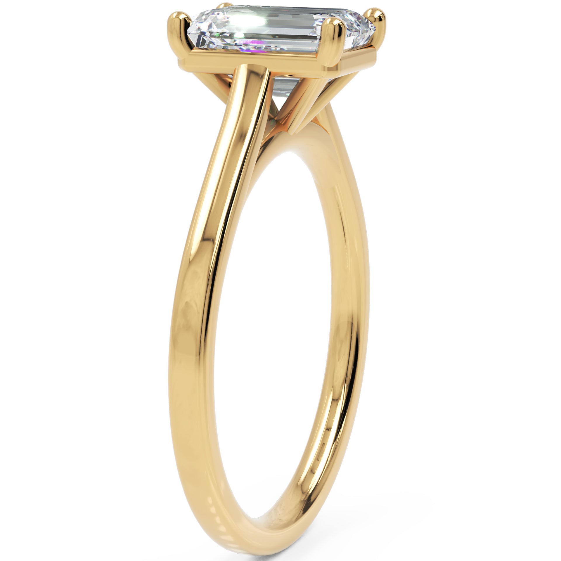 Inel de Logodnă Duchesse Émeraude din Aur 14k cu Moissanite Smarald de 1.48 ct din 14k Aur Galben - Castelo.ro