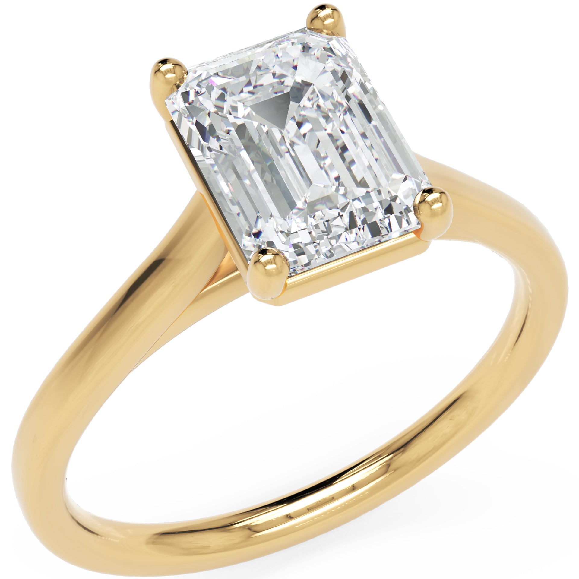 Inel de Logodnă Duchesse Émeraude din Aur 14k cu Moissanite Smarald de 1.48 ct din 14k Aur Galben - Castelo.ro