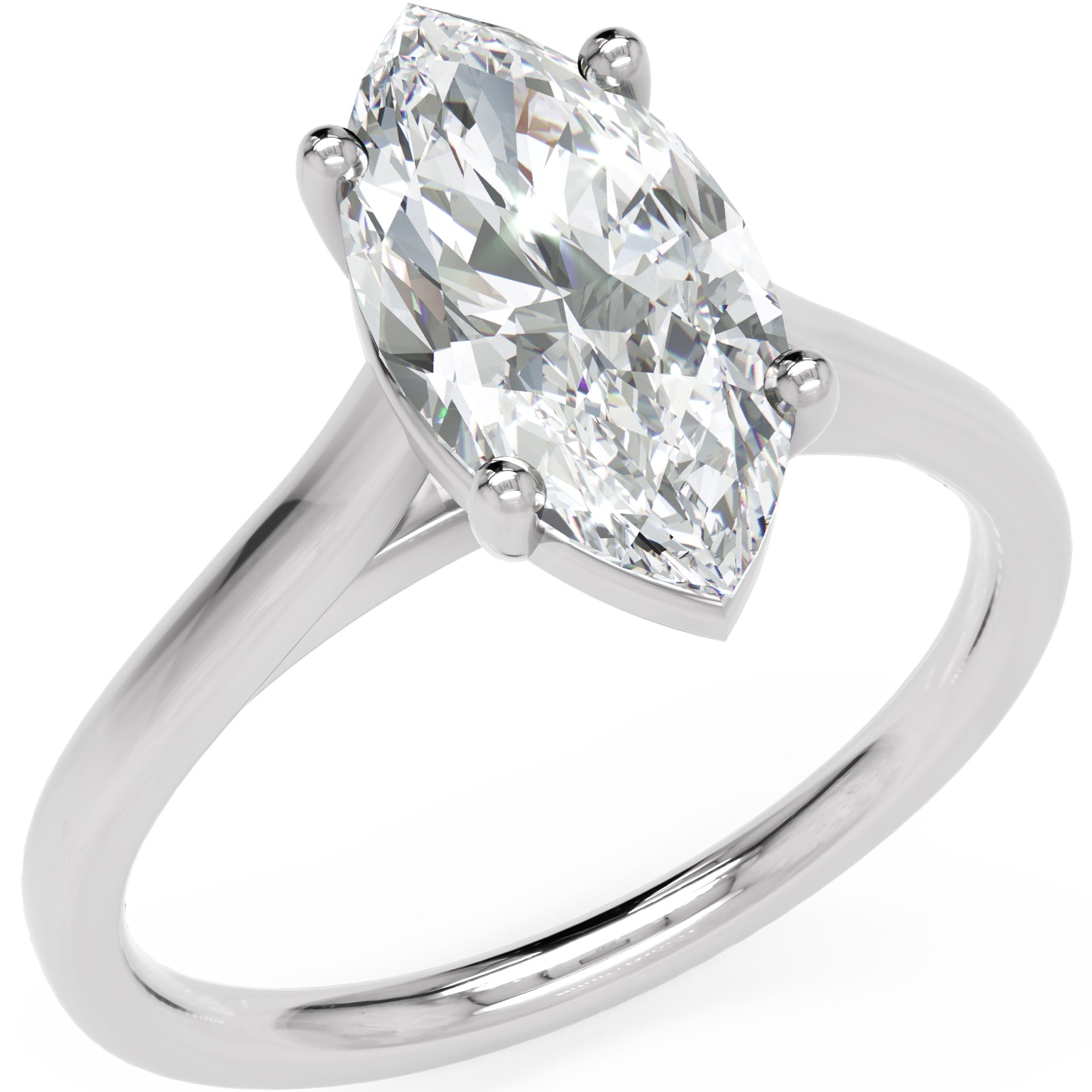 Inel de Logodnă Duchesse Élancée din Aur 14k cu Moissanite Marquise de 1.46 ct din 14k Aur Alb - Castelo.ro