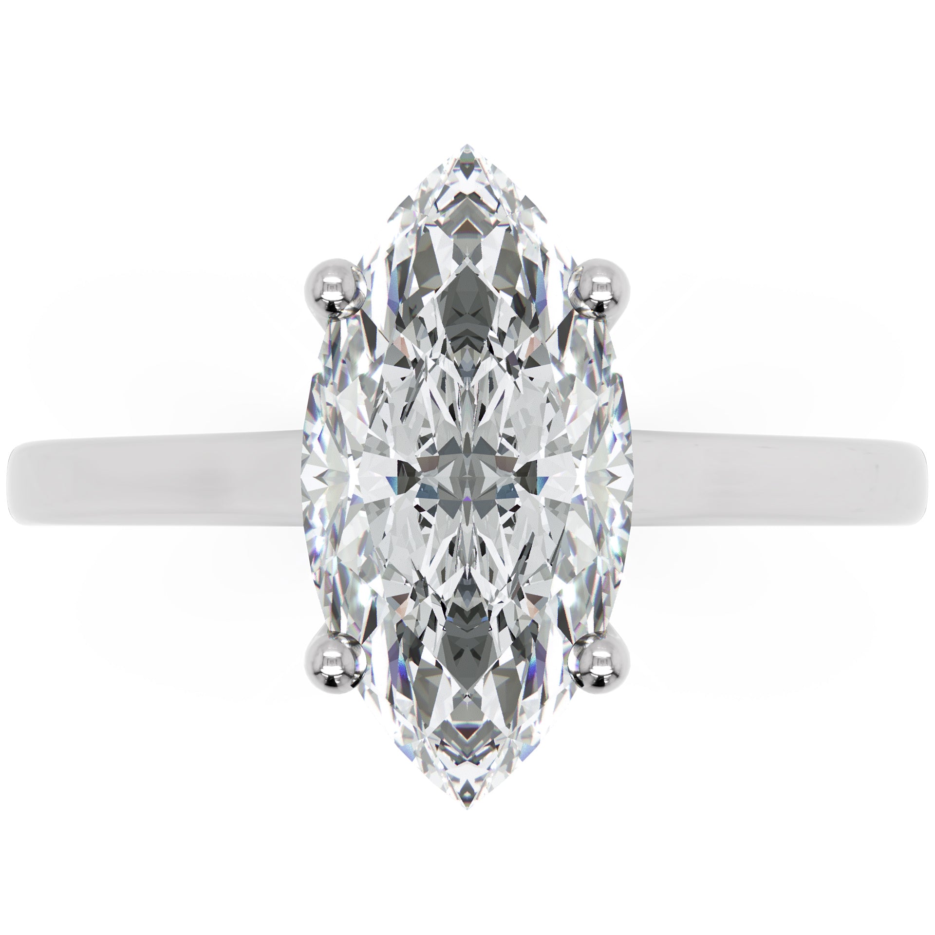 Inel de Logodnă Duchesse Élancée din Aur 14k cu Moissanite Marquise de 1.46 ct din 14k Aur Alb - Castelo.ro