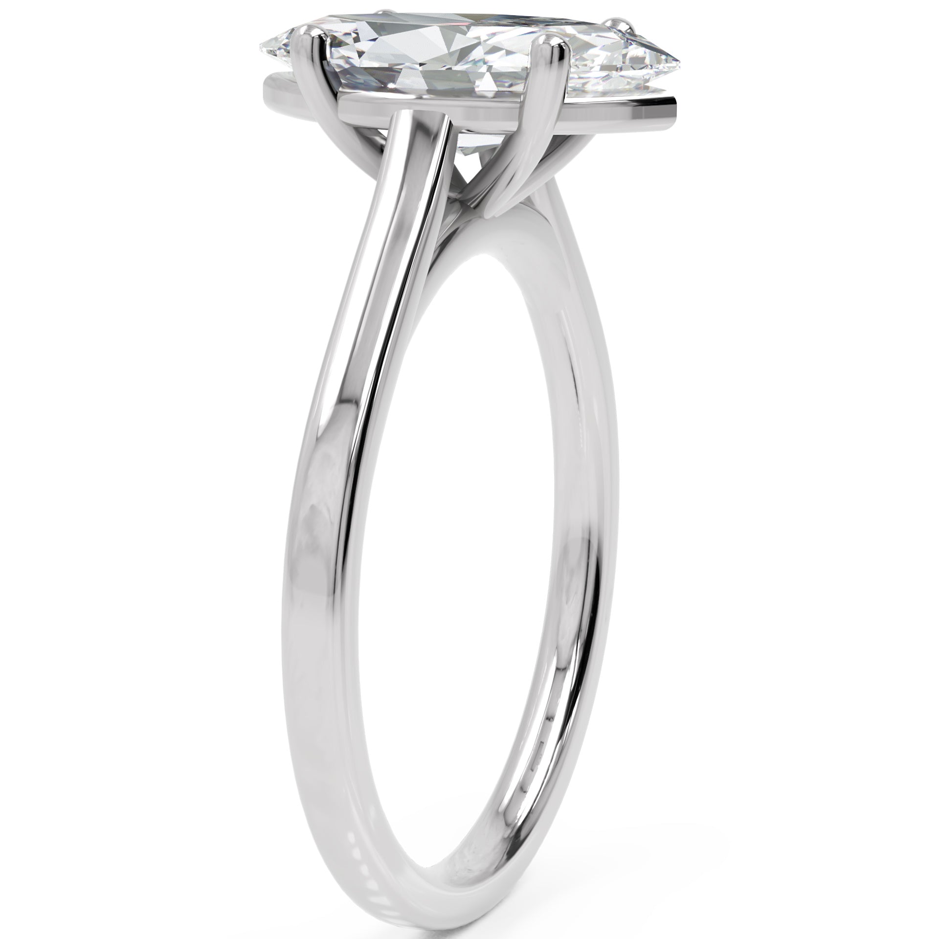Inel de Logodnă Duchesse Élancée din Aur 14k cu Moissanite Marquise de 1.46 ct din 14k Aur Alb - Castelo.ro