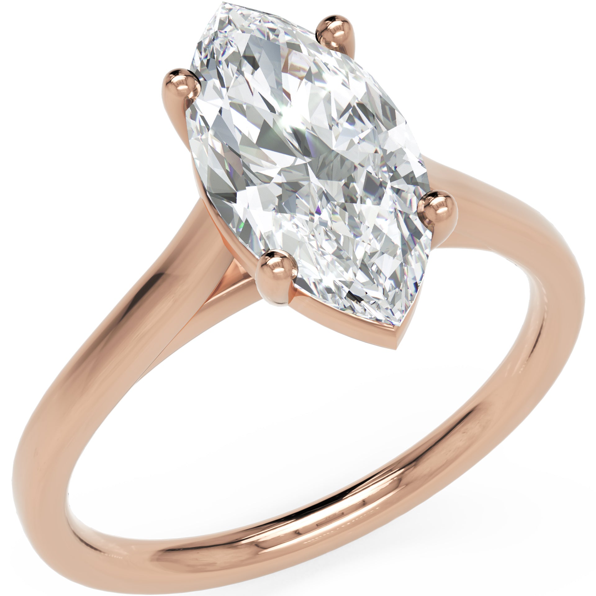Inel de Logodnă Duchesse Élancée din Aur 14k cu Moissanite Marquise de 1.46 ct din 14k Aur Roz - Castelo.ro