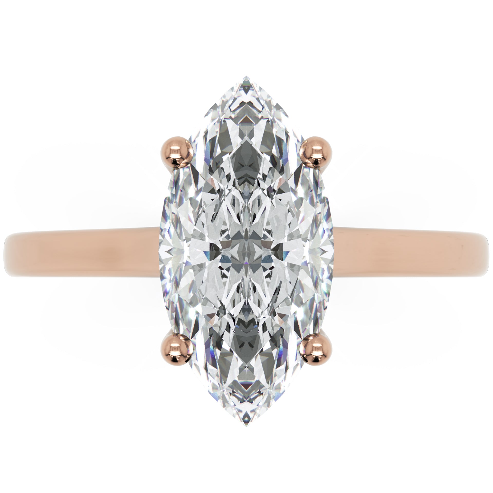 Inel de Logodnă Duchesse Élancée din Aur 14k cu Moissanite Marquise de 1.46 ct din 14k Aur Roz - Castelo.ro
