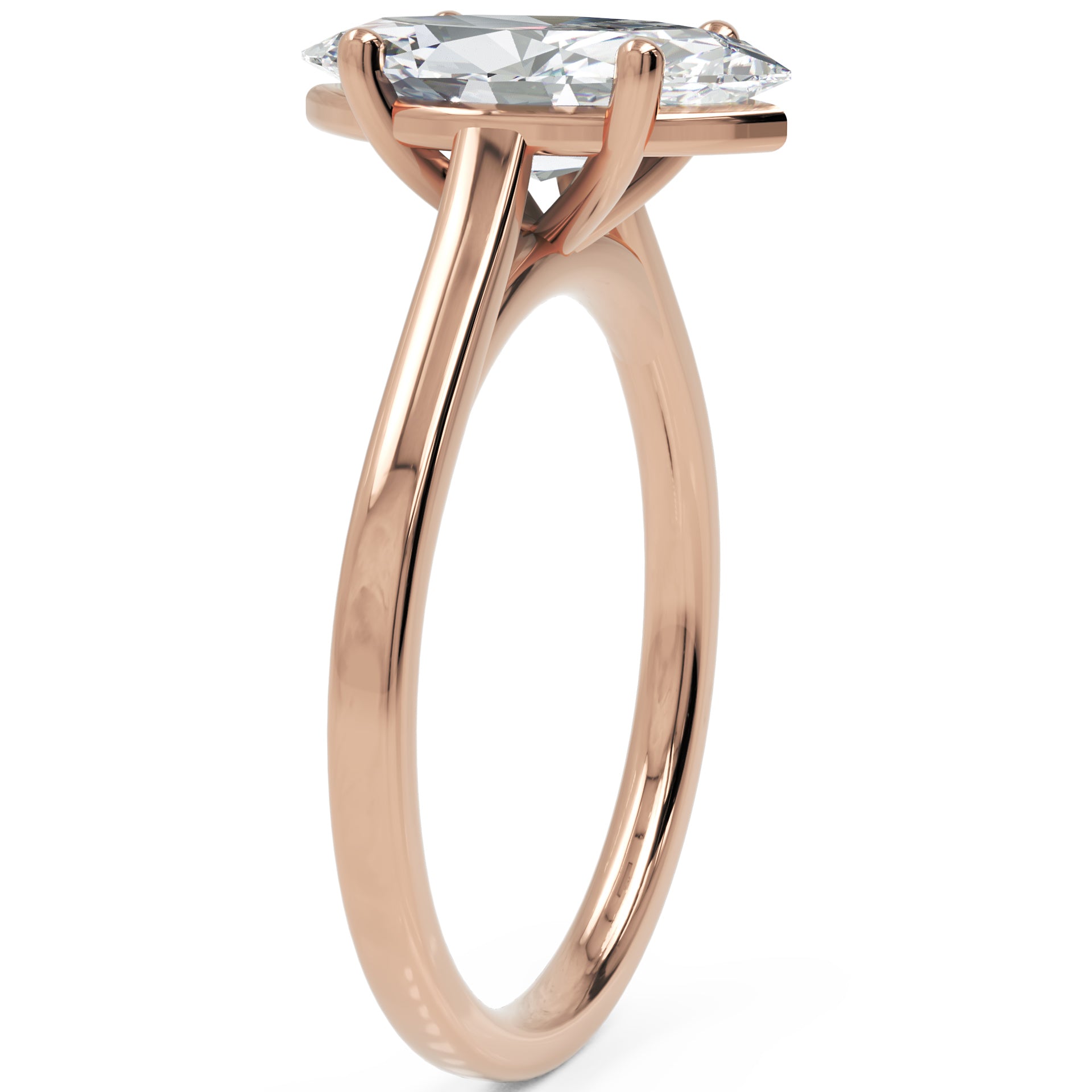 Inel de Logodnă Duchesse Élancée din Aur 14k cu Moissanite Marquise de 1.46 ct din 14k Aur Roz - Castelo.ro