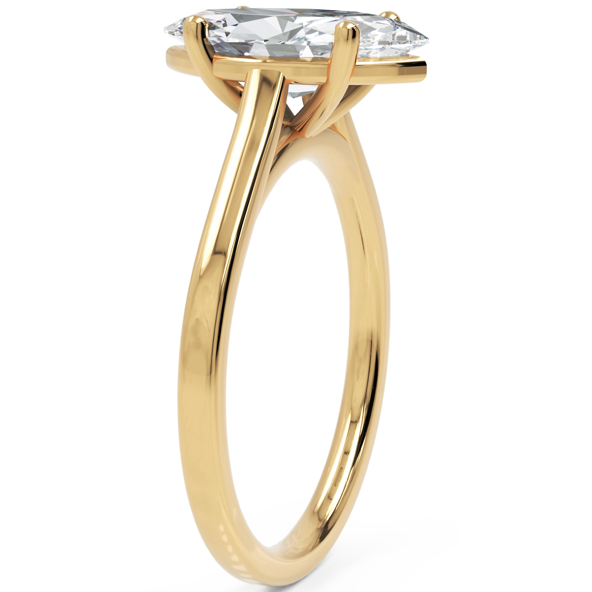 Inel de Logodnă Duchesse Élancée din Aur 14k cu Moissanite Marquise de 1.46 ct din 14k Aur Galben - Castelo.ro