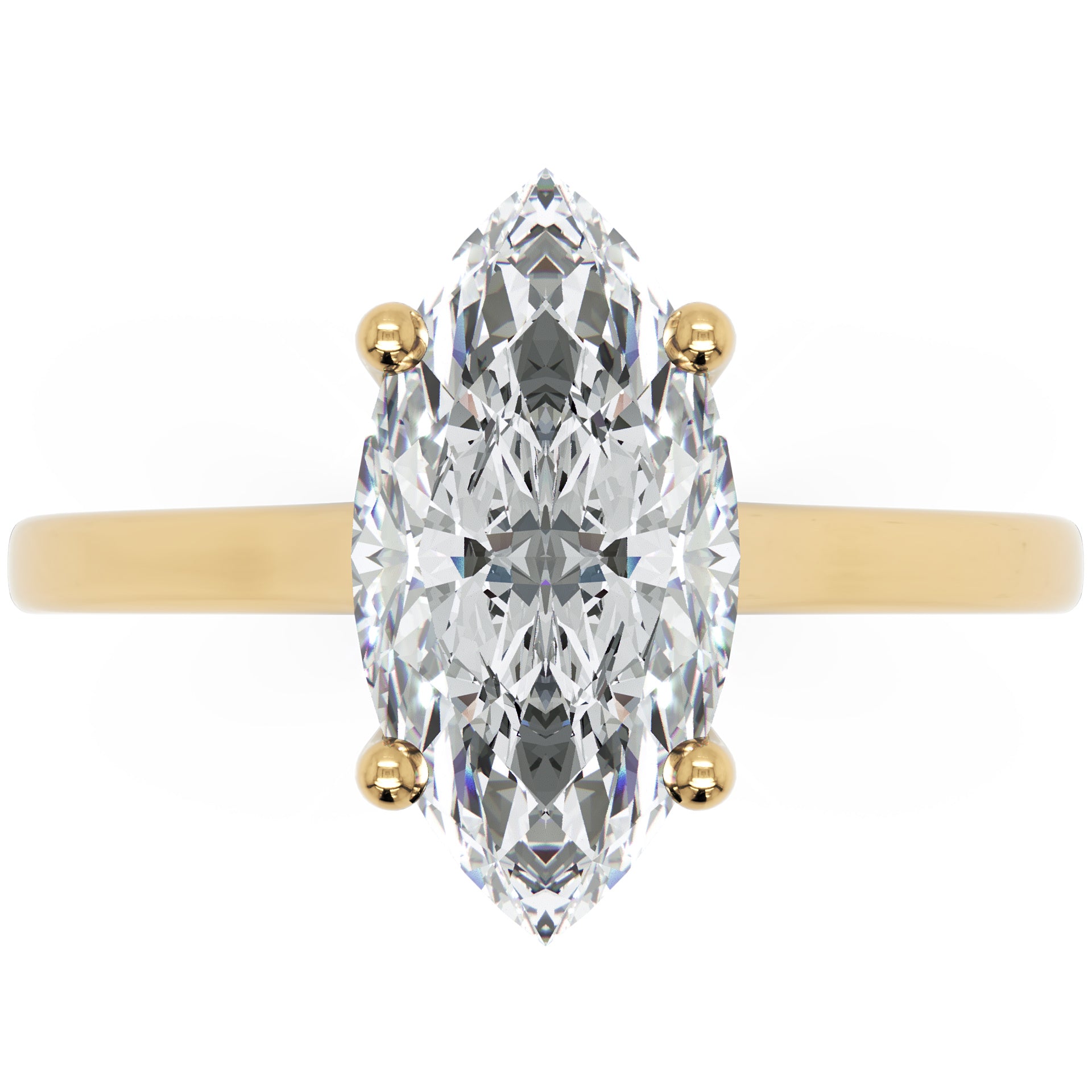 Inel de Logodnă Duchesse Élancée din Aur 14k cu Moissanite Marquise de 1.46 ct din 14k Aur Galben - Castelo.ro