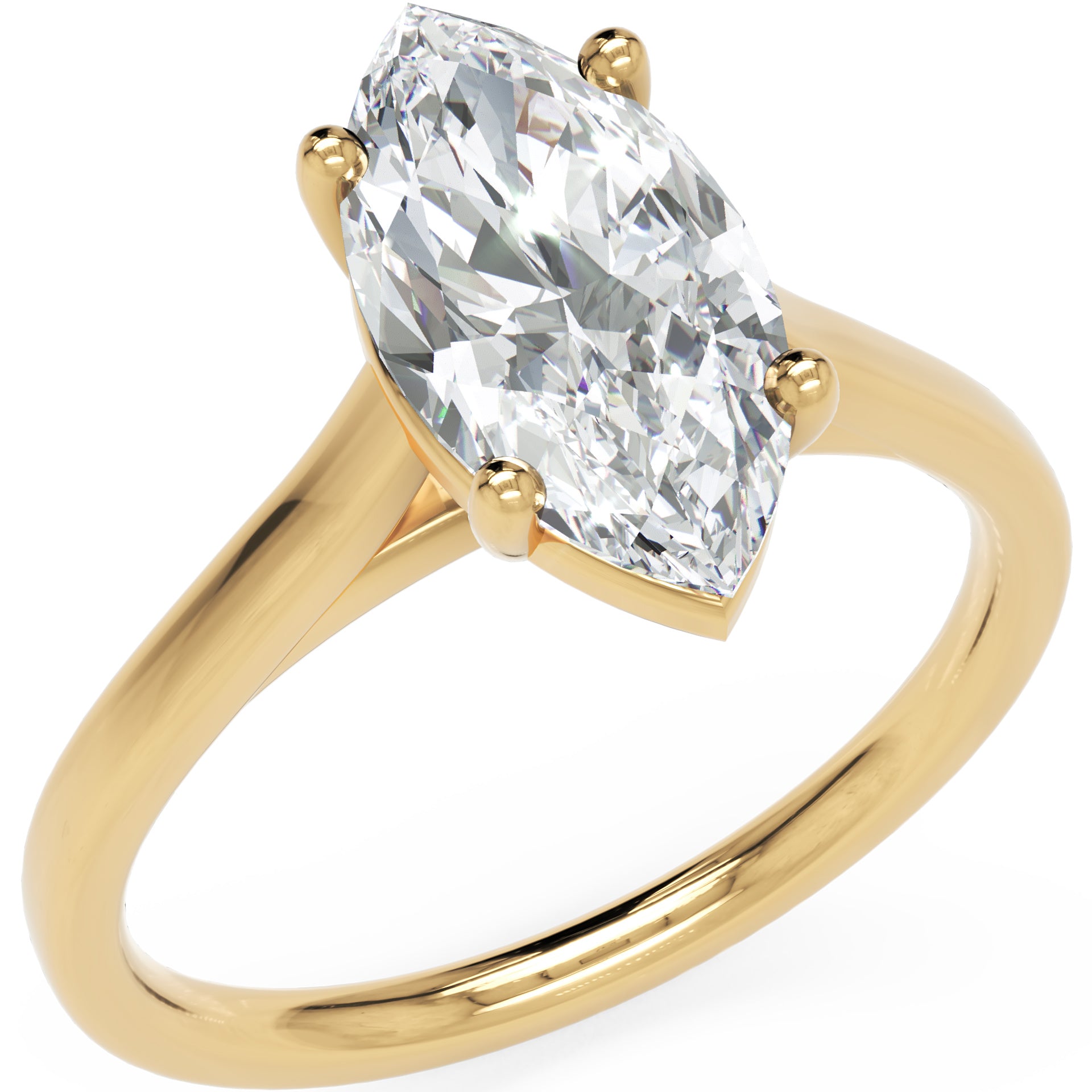 Inel de Logodnă Duchesse Élancée din Aur 14k cu Moissanite Marquise de 1.46 ct din 14k Aur Galben - Castelo.ro