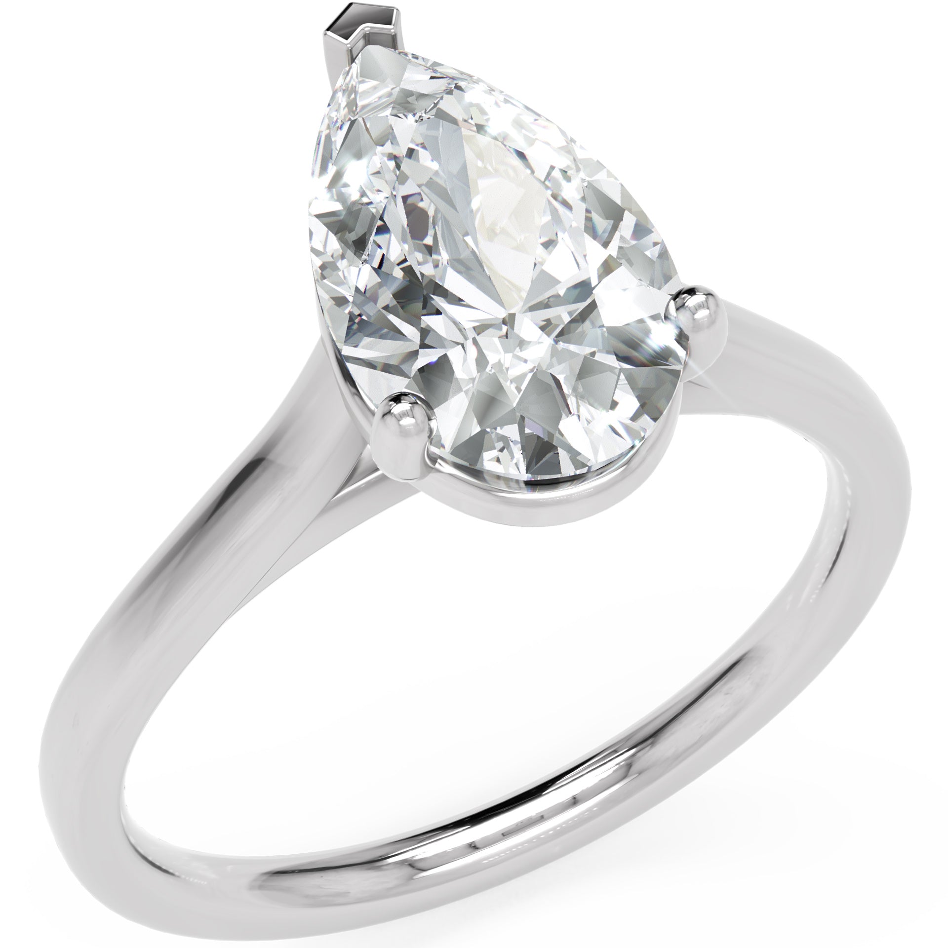 Inel de Logodnă Duchesse Poire din Aur 14k cu Moissanite Pară de 1.49 ct din 14k Aur Alb - Castelo.ro