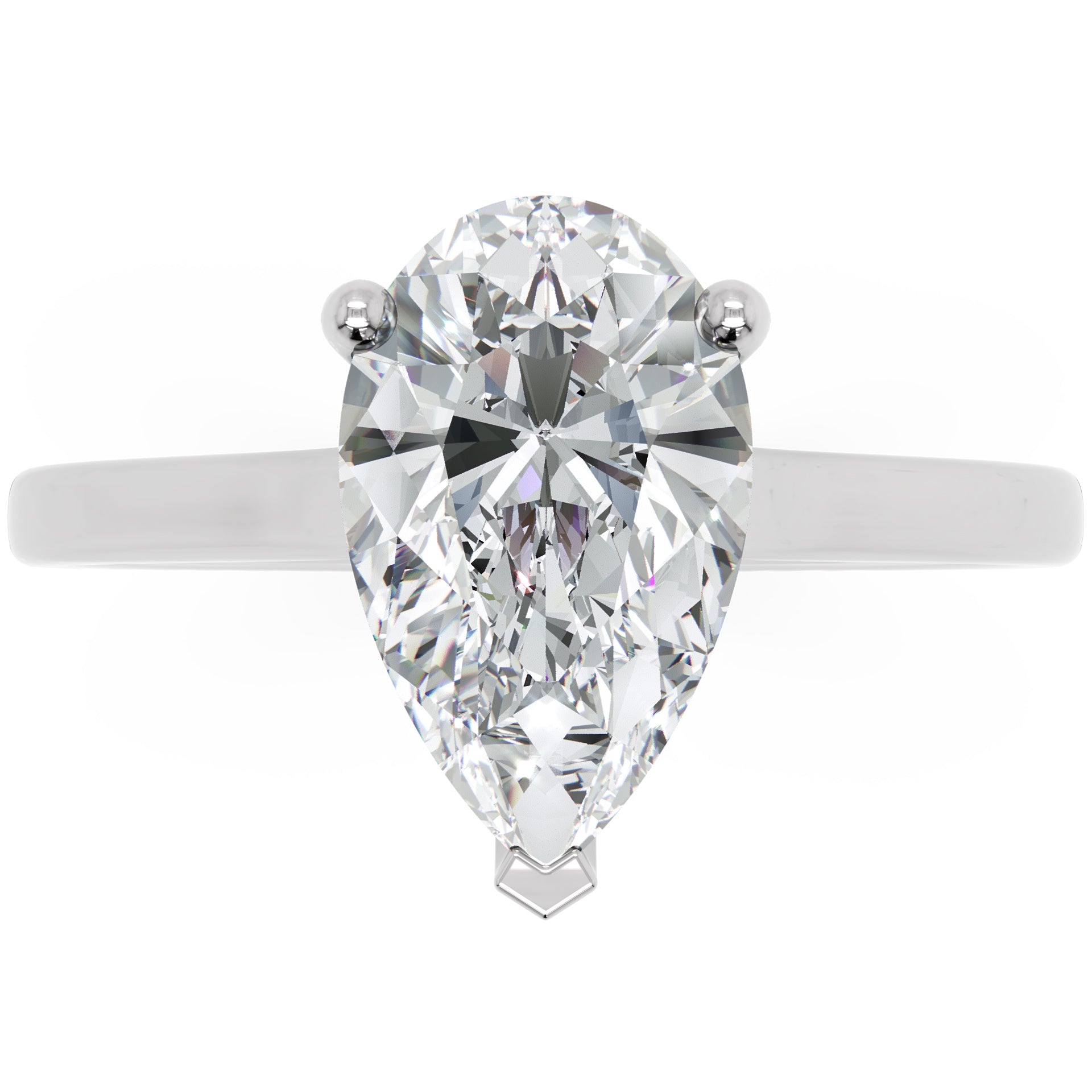 Inel de Logodnă Duchesse Poire din Aur 14k cu Moissanite Pară de 1.49 ct din 14k Aur Alb - Castelo.ro
