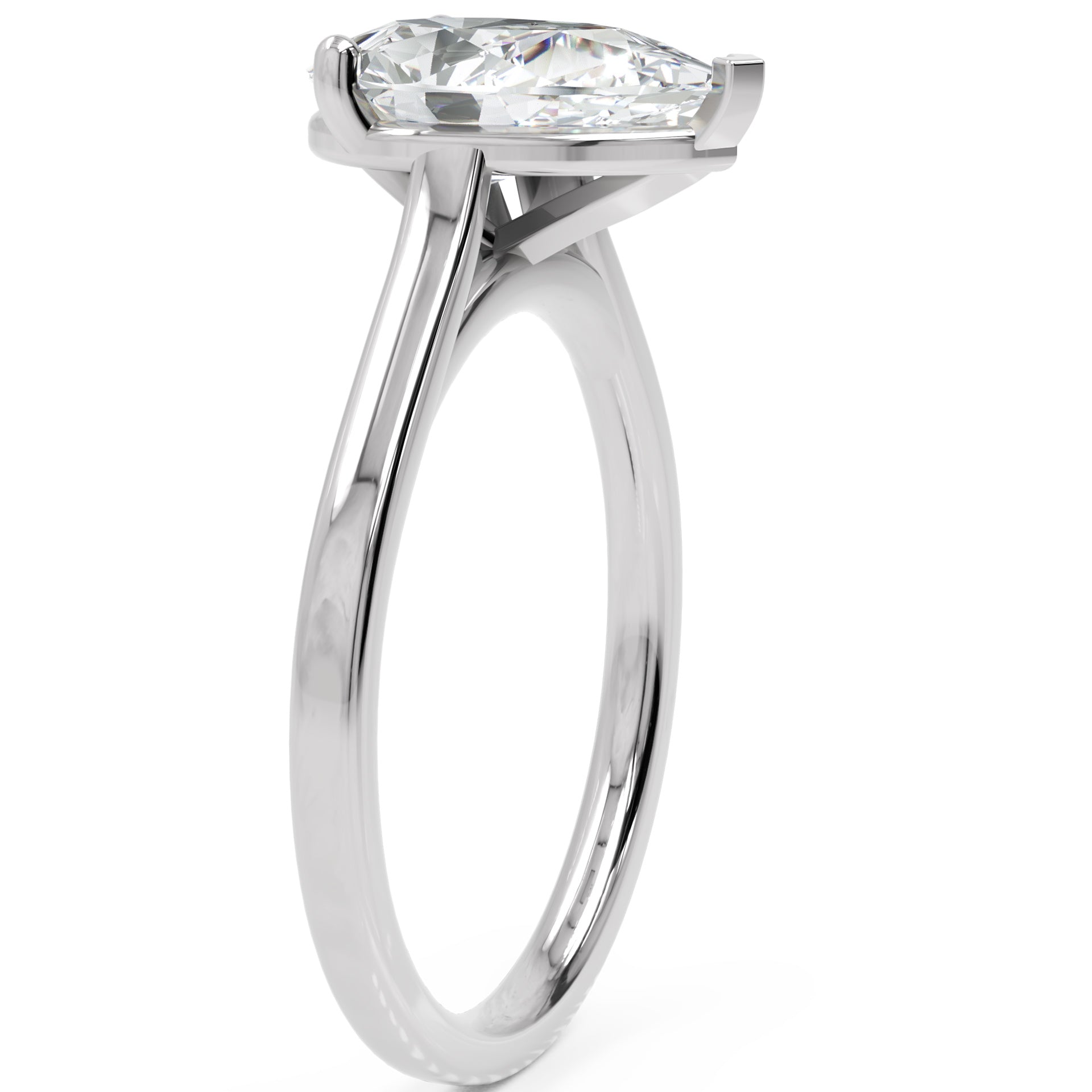 Inel de Logodnă Duchesse Poire din Aur 14k cu Moissanite Pară de 1.49 ct din 14k Aur Alb - Castelo.ro