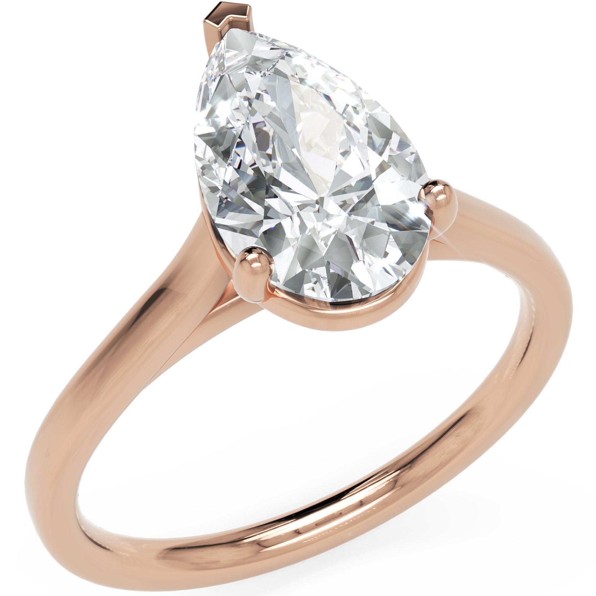 Inel de Logodnă Duchesse Poire din Aur 14k cu Moissanite Pară de 1.49 ct din 14k Aur Roz - Castelo.ro