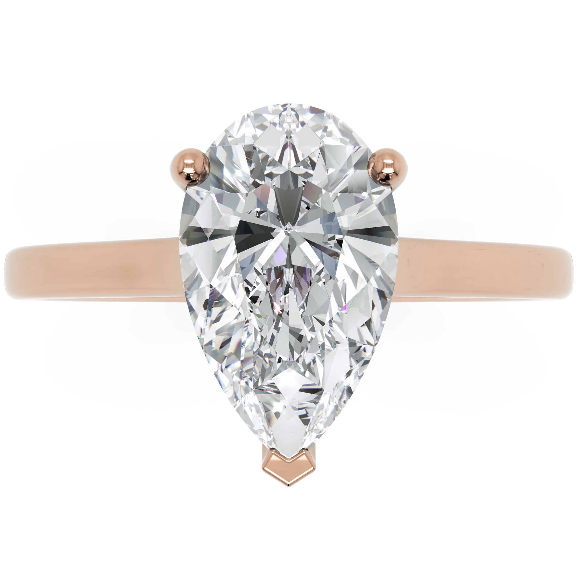 Inel de Logodnă Duchesse Poire din Aur 14k cu Moissanite Pară de 1.49 ct din 14k Aur Roz - Castelo.ro