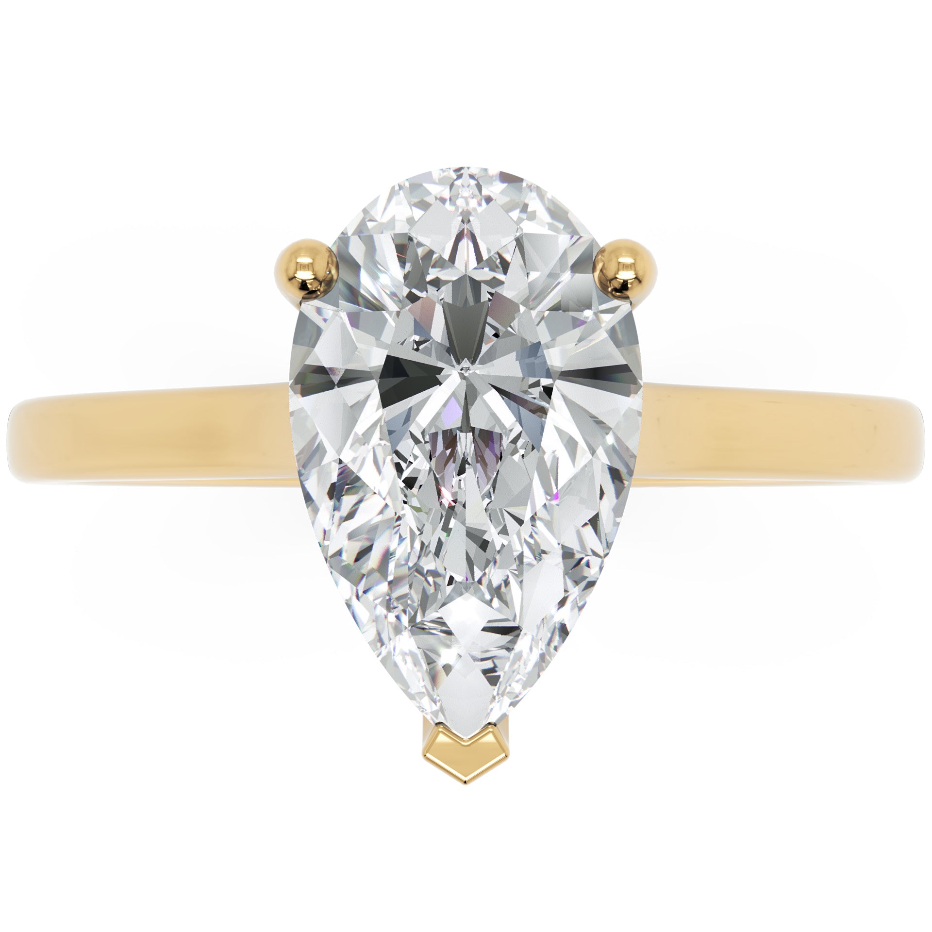 Inel de Logodnă Duchesse Poire din Aur 14k cu Moissanite Pară de 1.49 ct din 14k Aur Galben - Castelo.ro