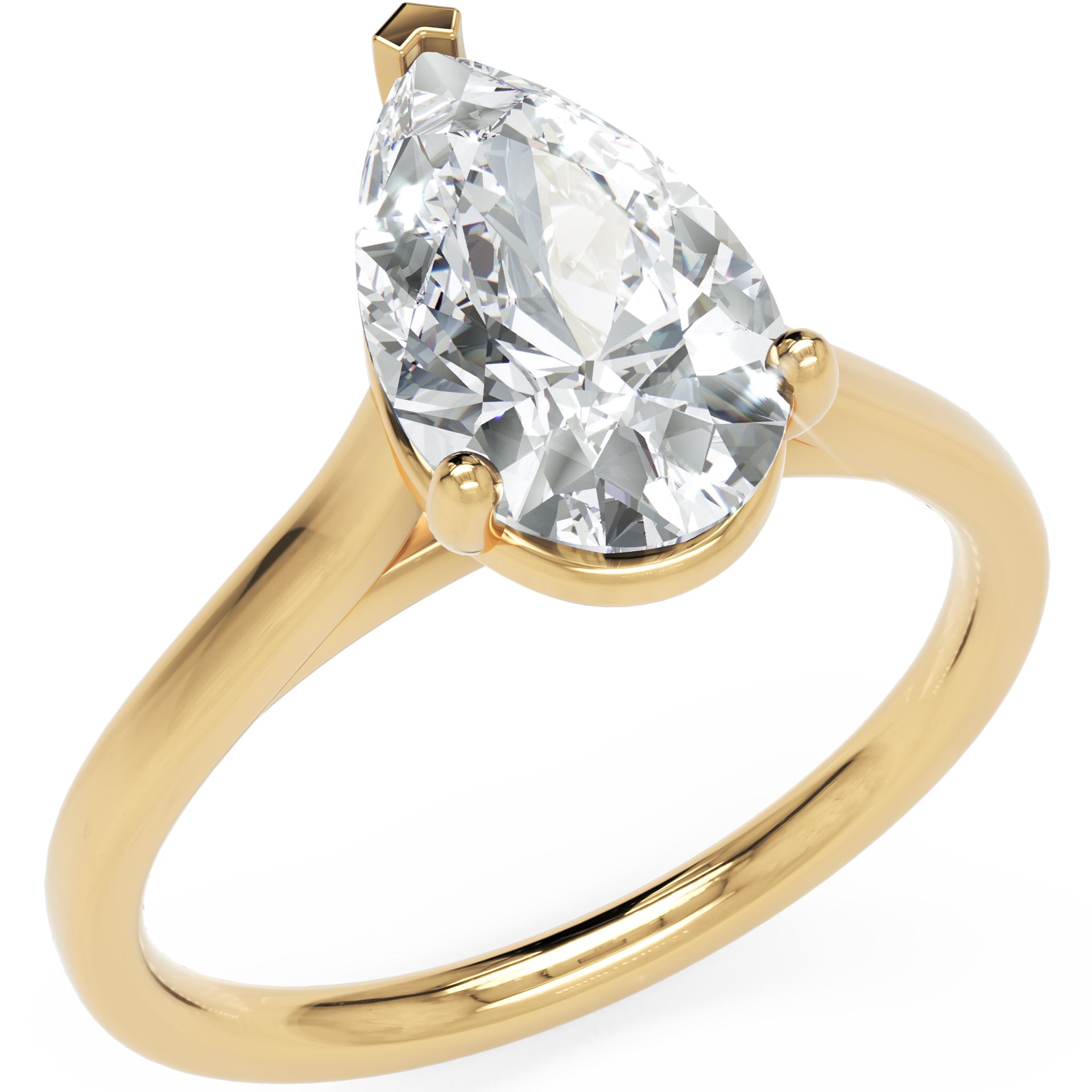 Inel de Logodnă Duchesse Poire din Aur 14k cu Moissanite Pară de 1.49 ct din 14k Aur Galben - Castelo.ro