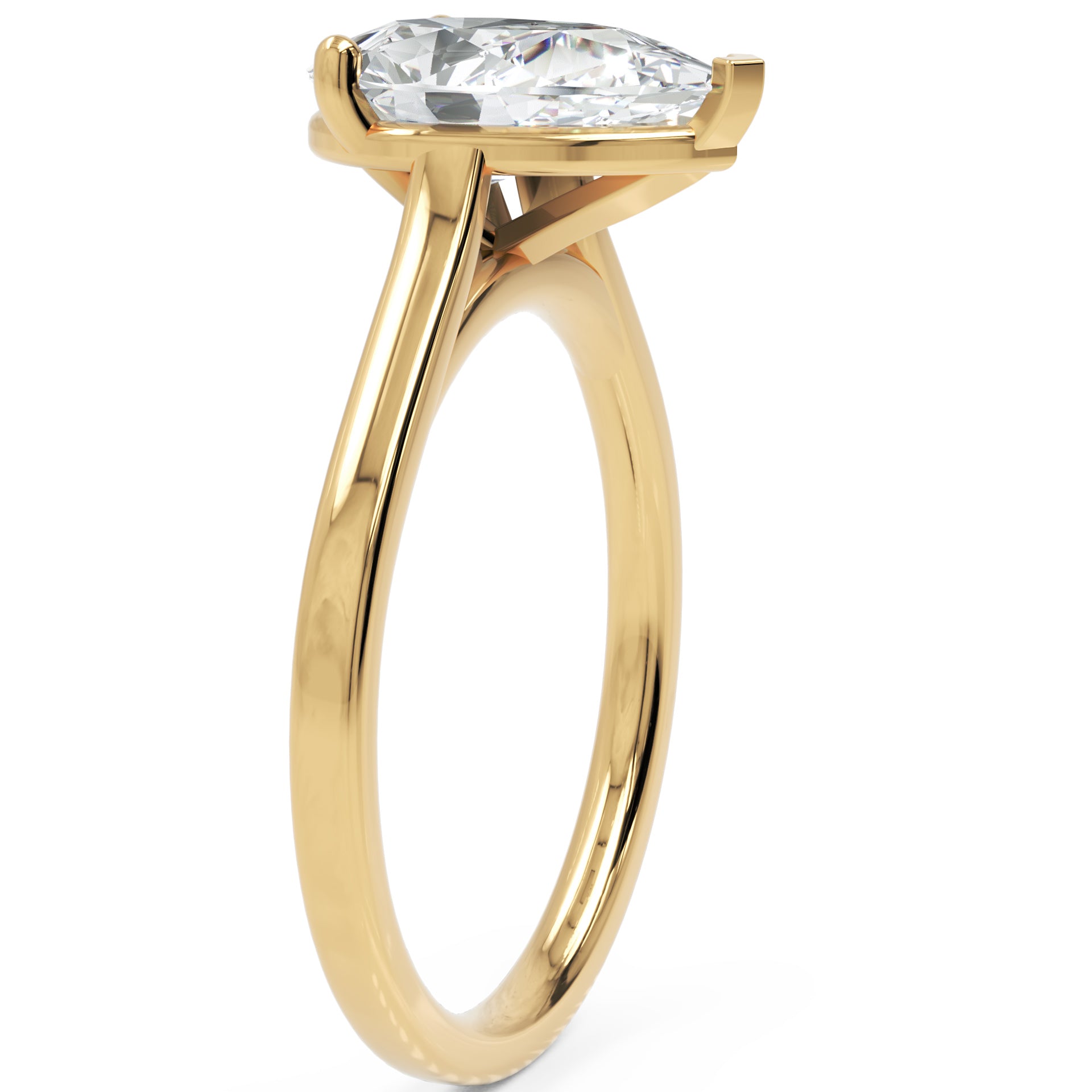 Inel de Logodnă Duchesse Poire din Aur 14k cu Moissanite Pară de 1.49 ct din 14k Aur Galben - Castelo.ro