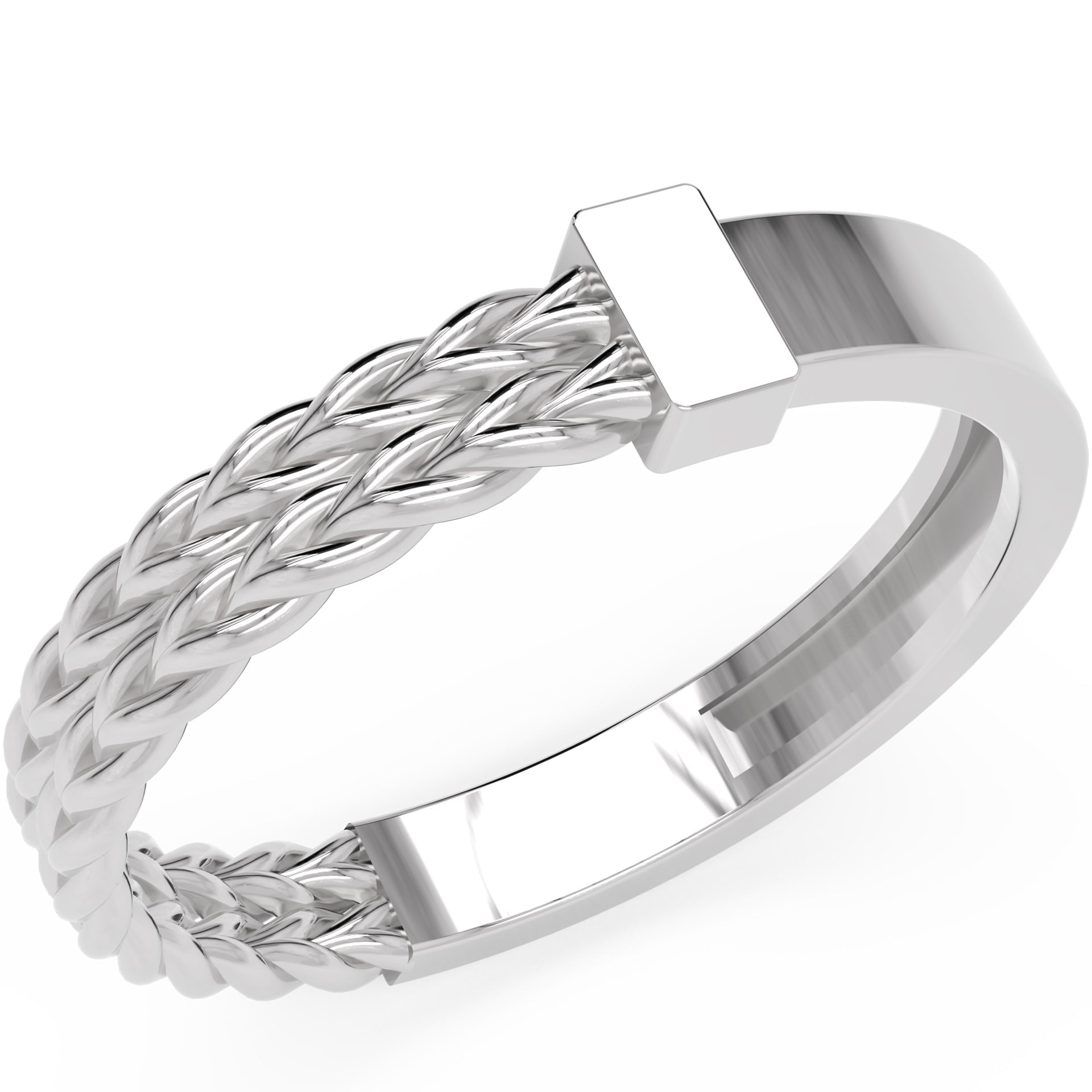 Inel Victoire Tressé Minimalist din Aur 14k din 14k Aur Alb - Castelo.ro