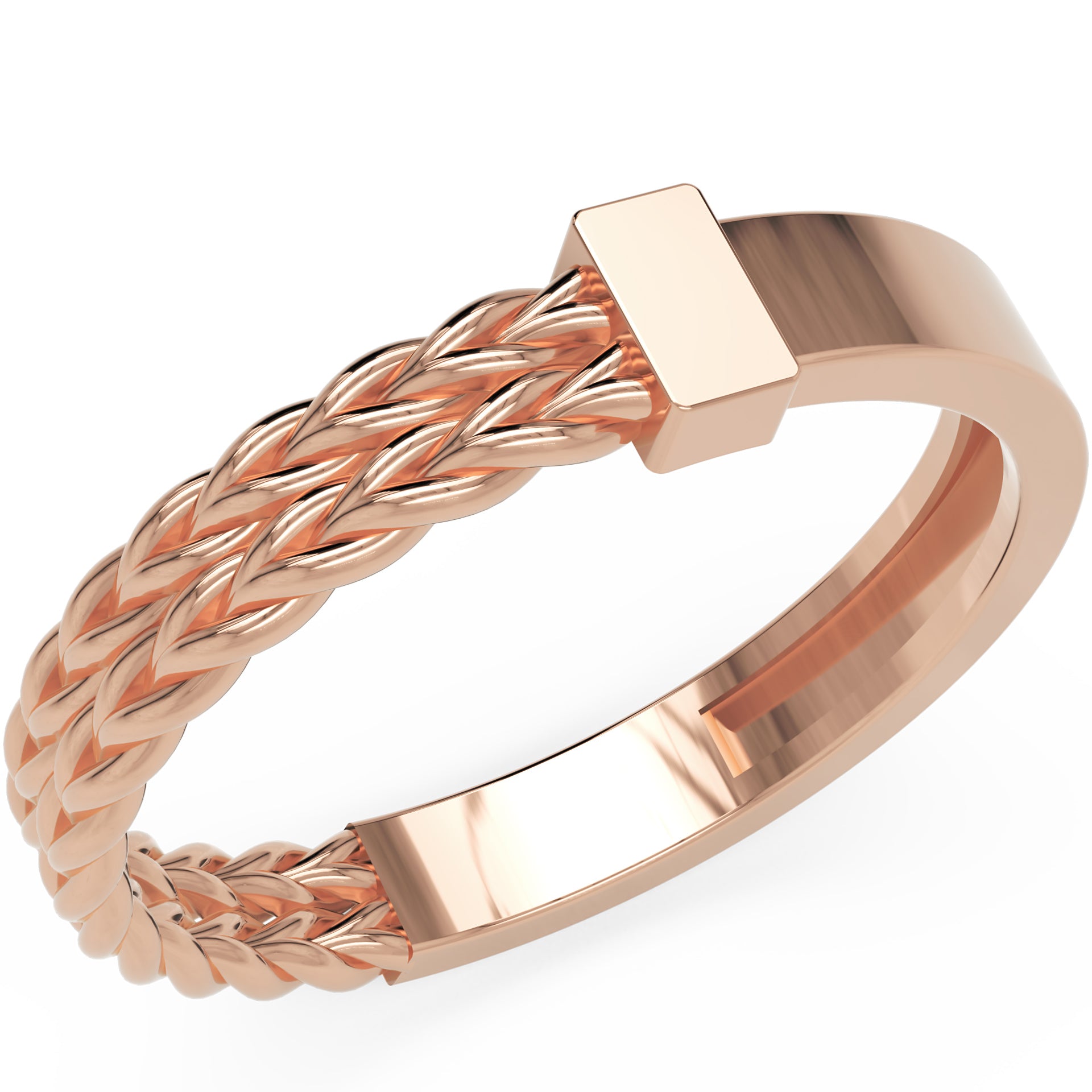 Inel Victoire Tressé Minimalist din Aur 14k din 14k Aur Roz - Castelo.ro