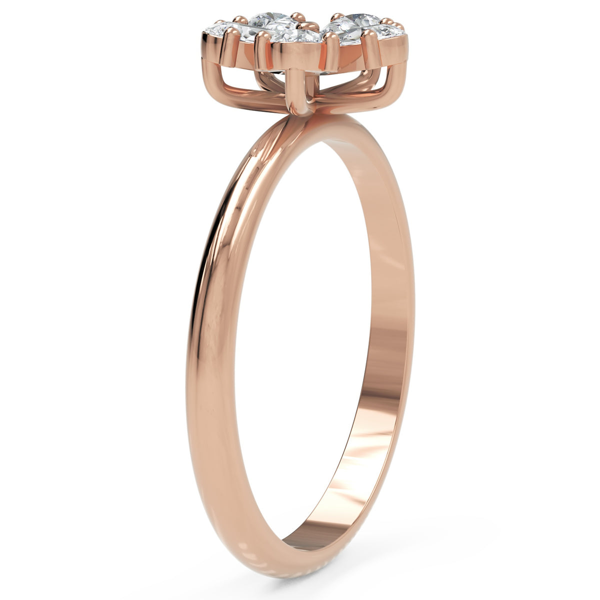 Inel de Logodnă Flower din Aur 18k cu Moissanite Pear de 0.4 ct din 18k Aur Roz - Castelo.ro