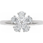Inel de Logodnă Flower din Aur 14k cu Moissanite Pear de 0.4 ct din 14k Aur Alb - Castelo.ro