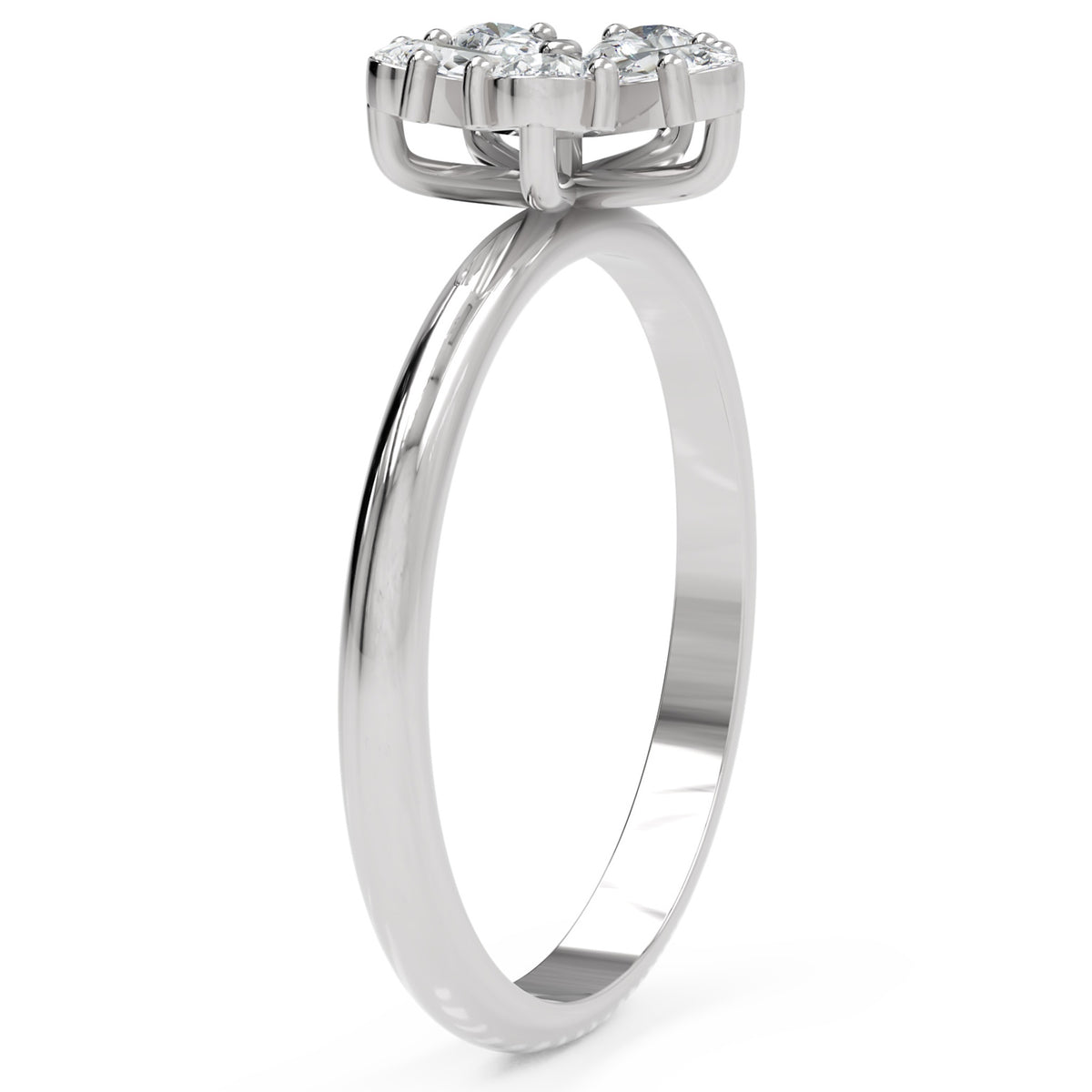 Inel de Logodnă Flower din Aur 14k cu Moissanite Pear de 0.4 ct din 14k Aur Alb - Castelo.ro