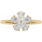 Inel de Logodnă Flower din Aur 18k cu Moissanite Pear de 0.4 ct din 18k Aur Galben - Castelo.ro