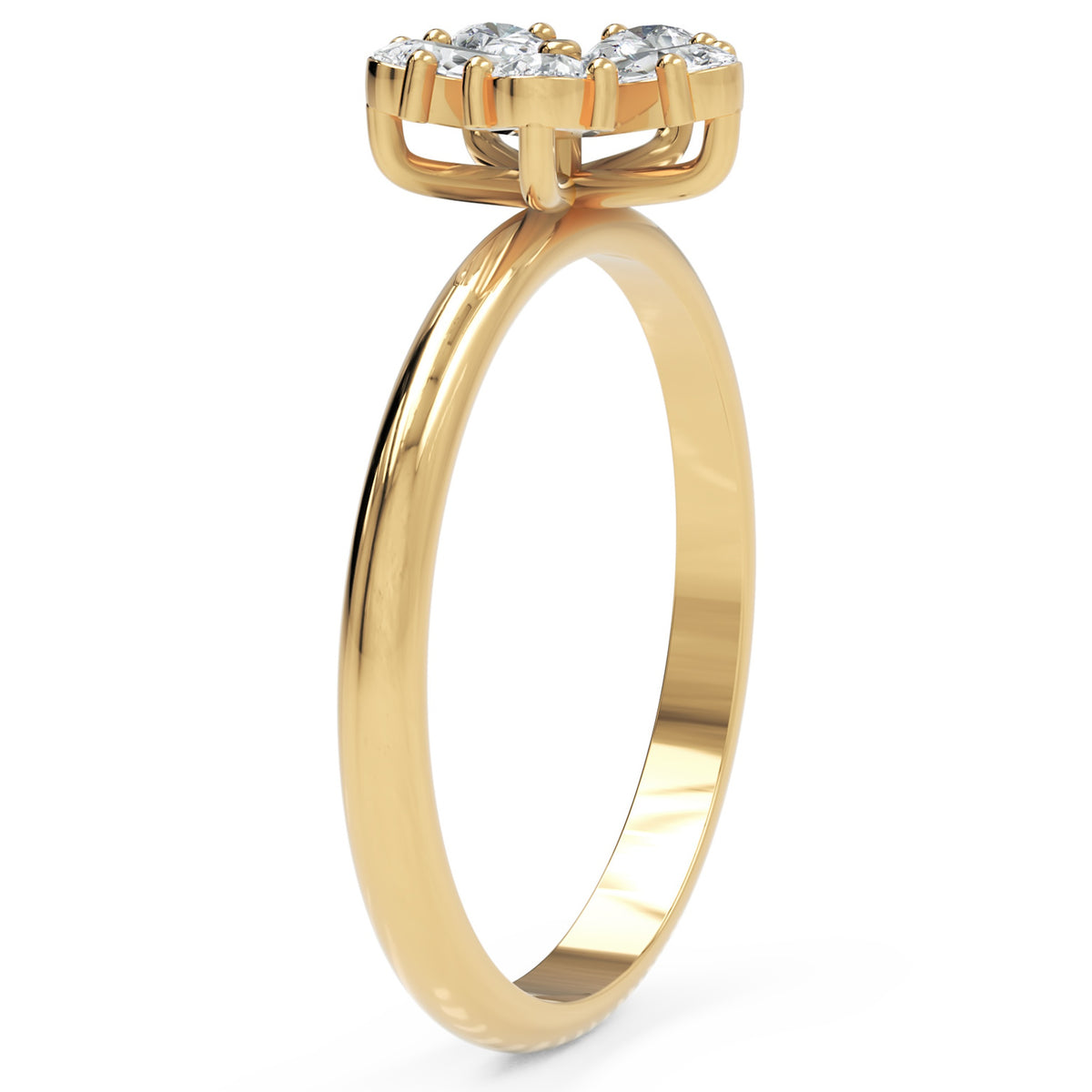 Inel de Logodnă Flower din Aur 18k cu Diamante Create în Laborator Pear de 0.4 ct din 18k Aur Galben - Castelo.ro