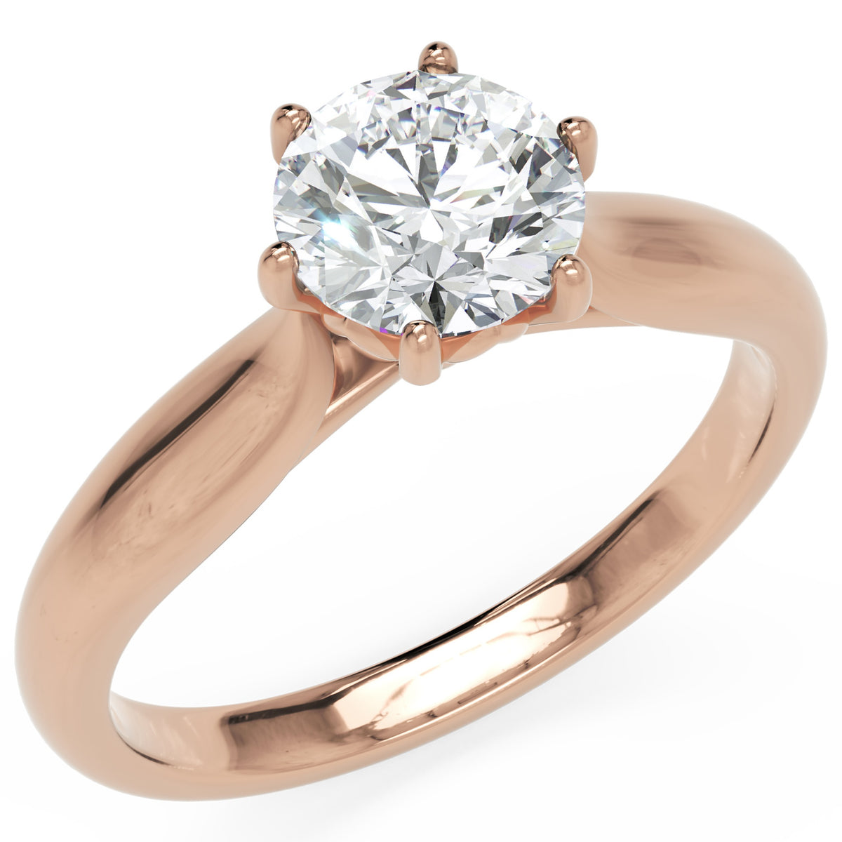 Inel de Logodnă Regent din Aur 14k cu Diamant Creat în Laborator Round de 1 ct din 14k Aur Roz - Castelo.ro