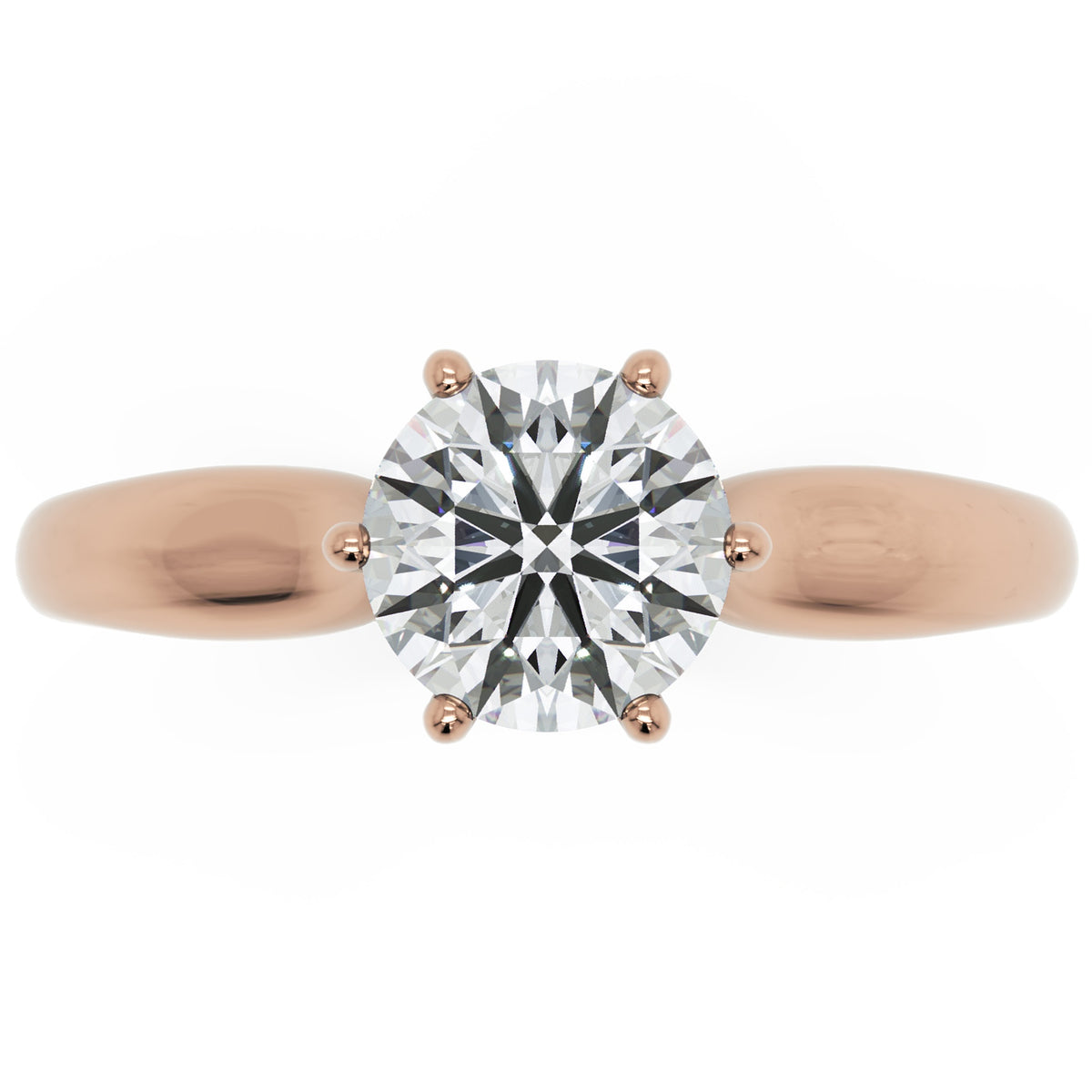 Inel de Logodnă Regent din Aur 14k cu Diamant Natural Round de 1 ct din 14k Aur Roz - Castelo.ro